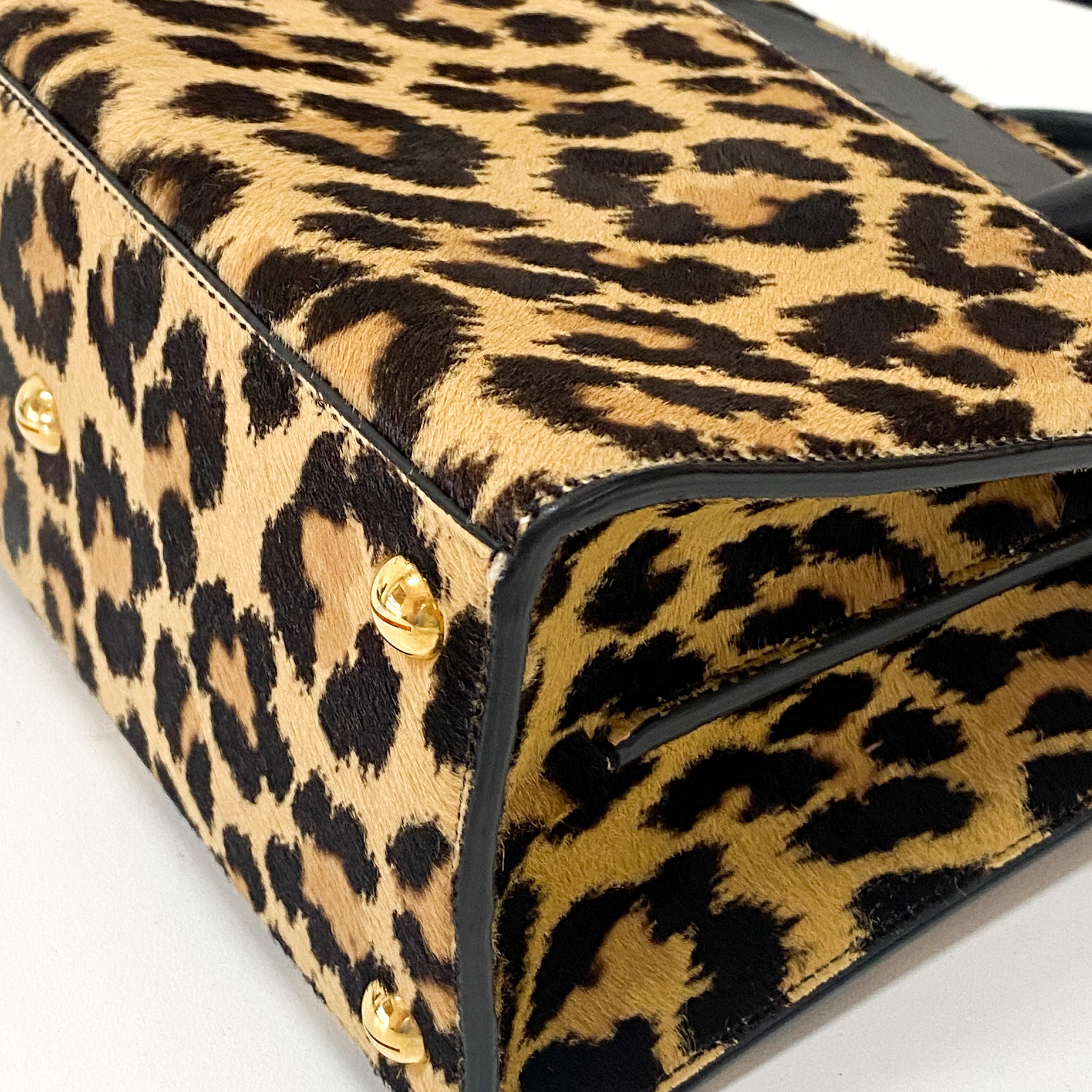 Montaigne Leopard Print Pony Hair Top Handle Bag