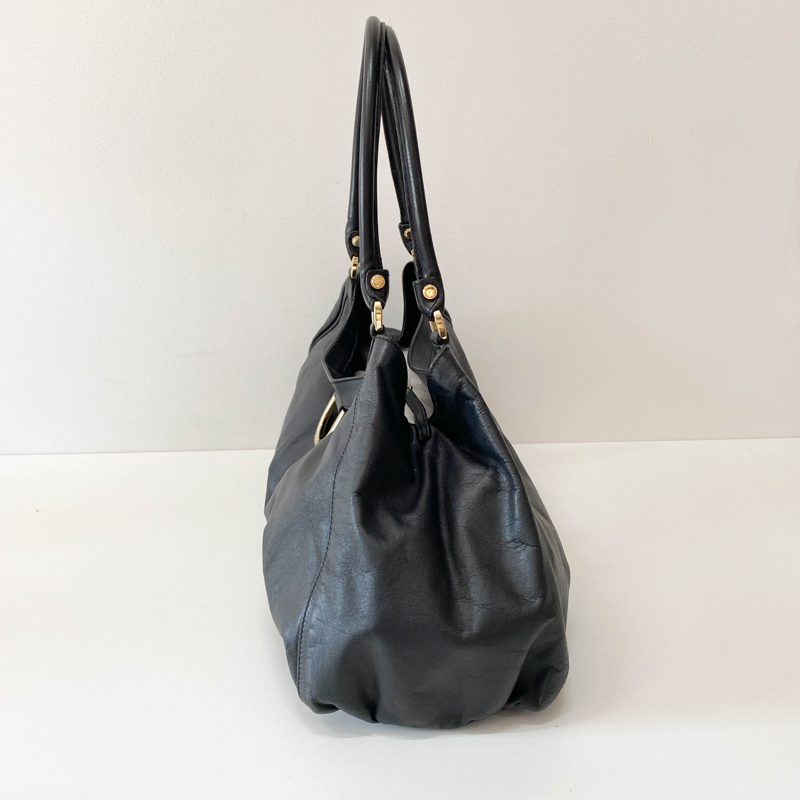 Abbey Black Leather Shoulder Bag