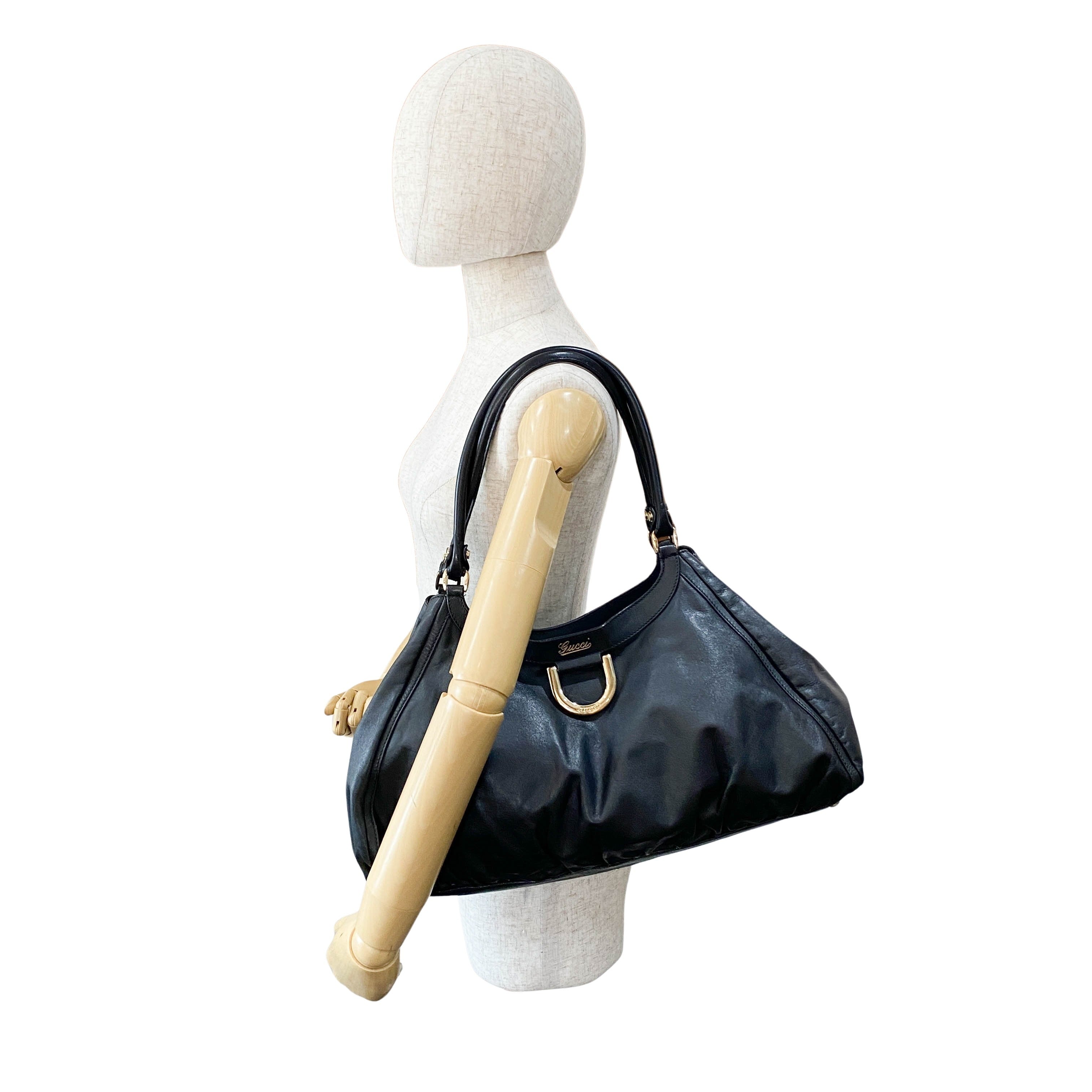 Abbey Black Leather Shoulder Bag