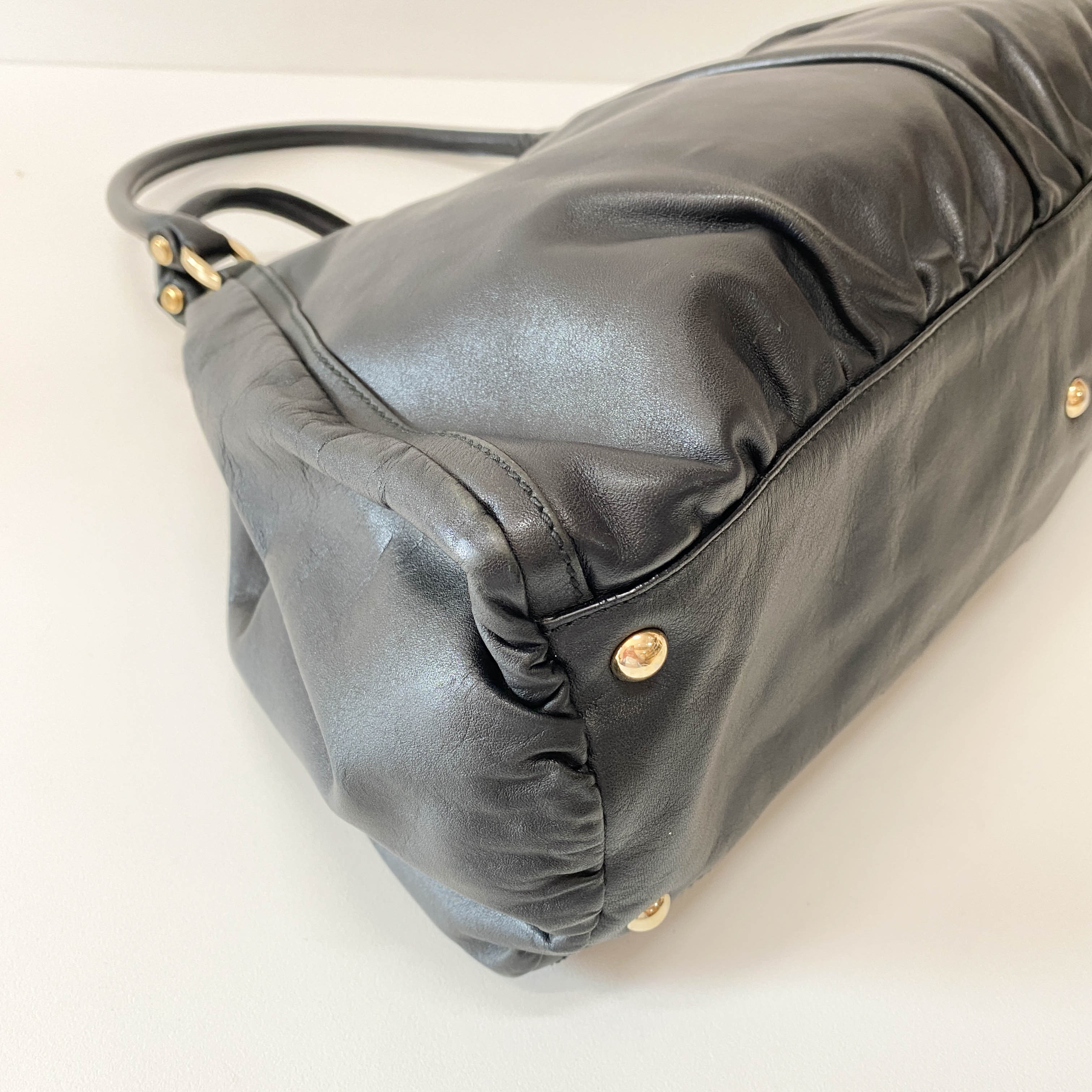 Abbey Black Leather Shoulder Bag