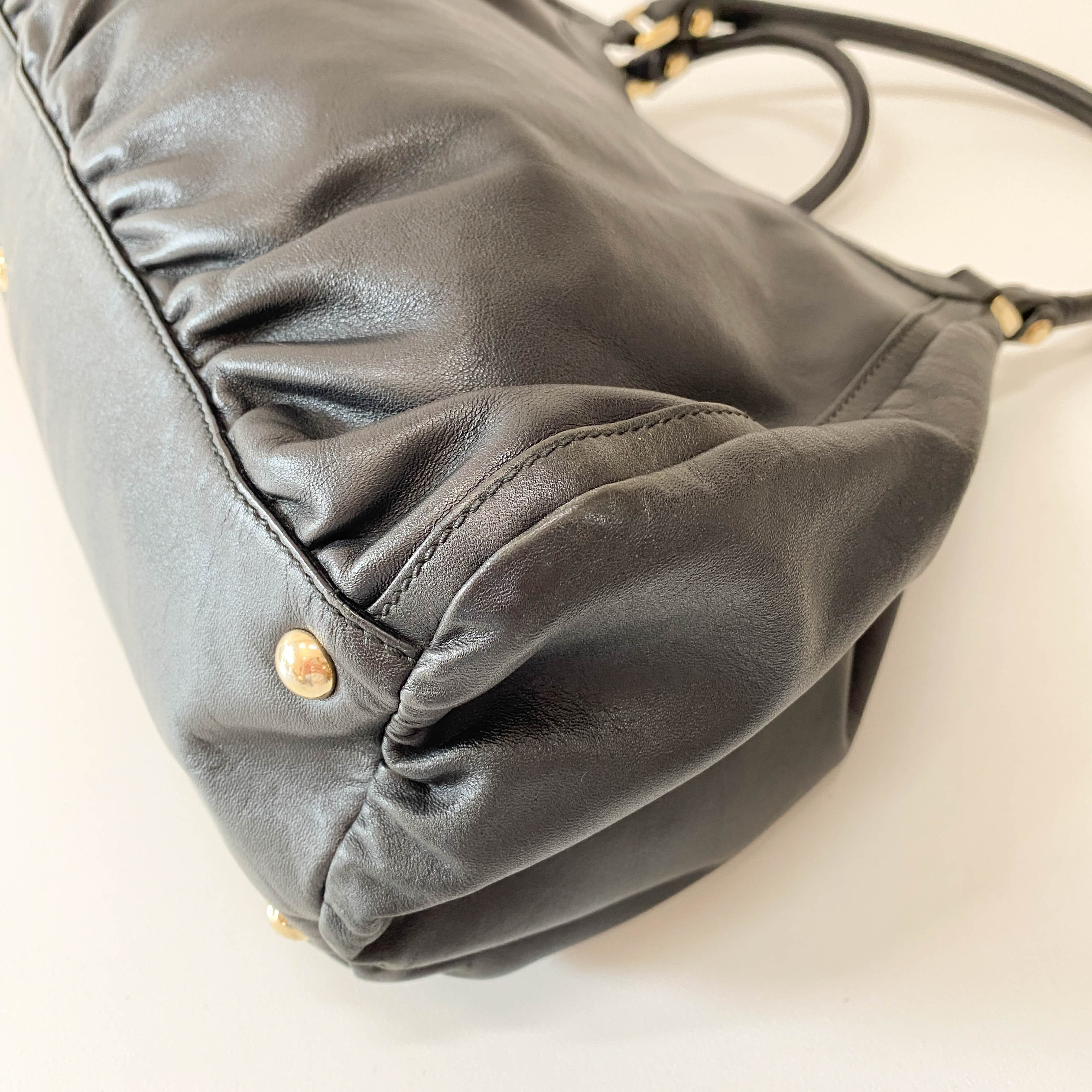 Abbey Black Leather Shoulder Bag