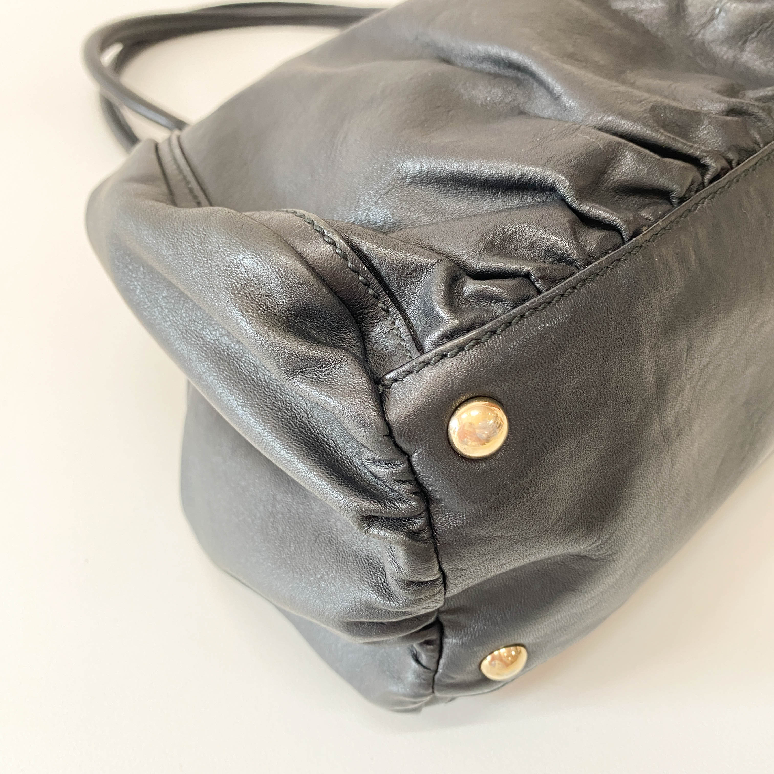 Abbey Black Leather Shoulder Bag
