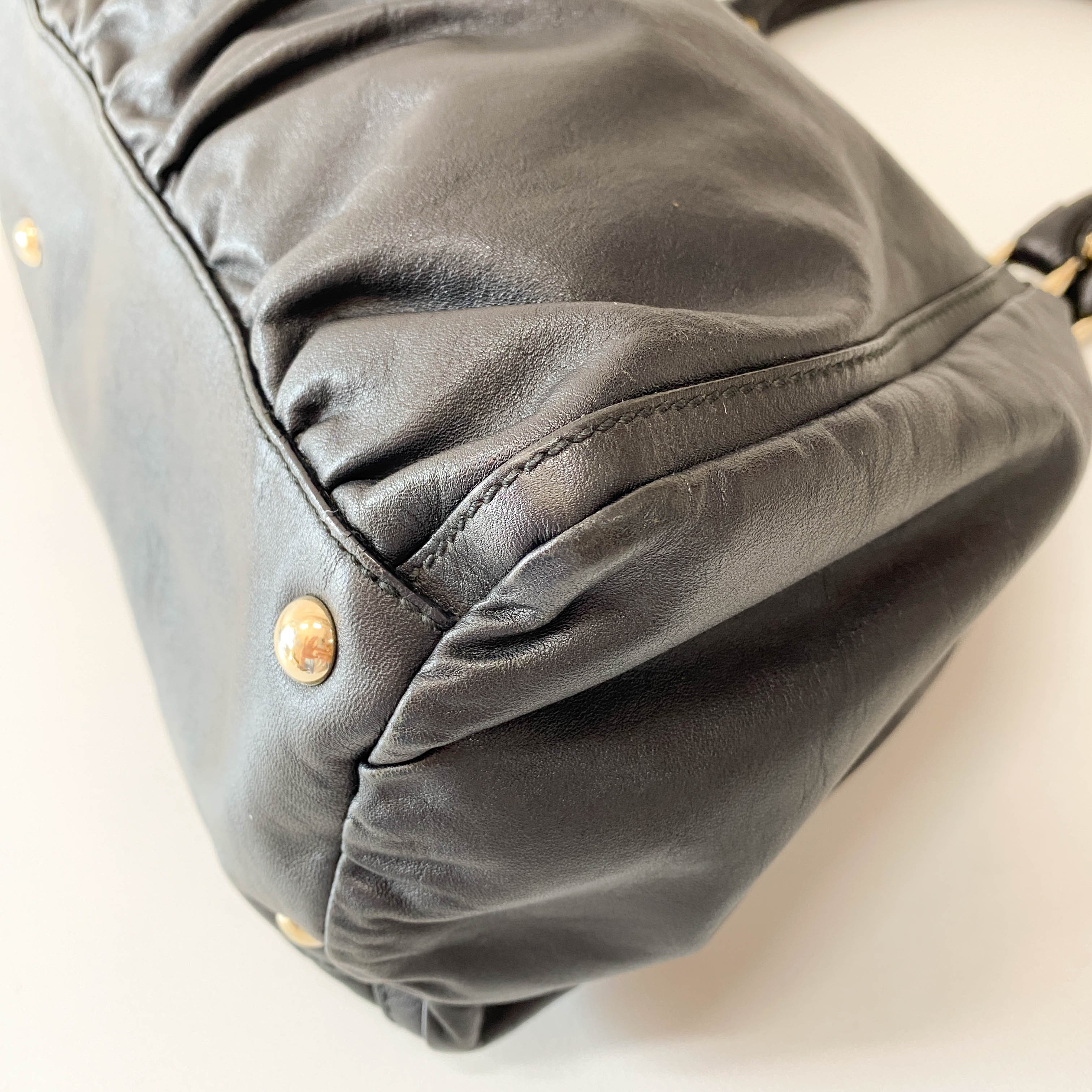 Abbey Black Leather Shoulder Bag