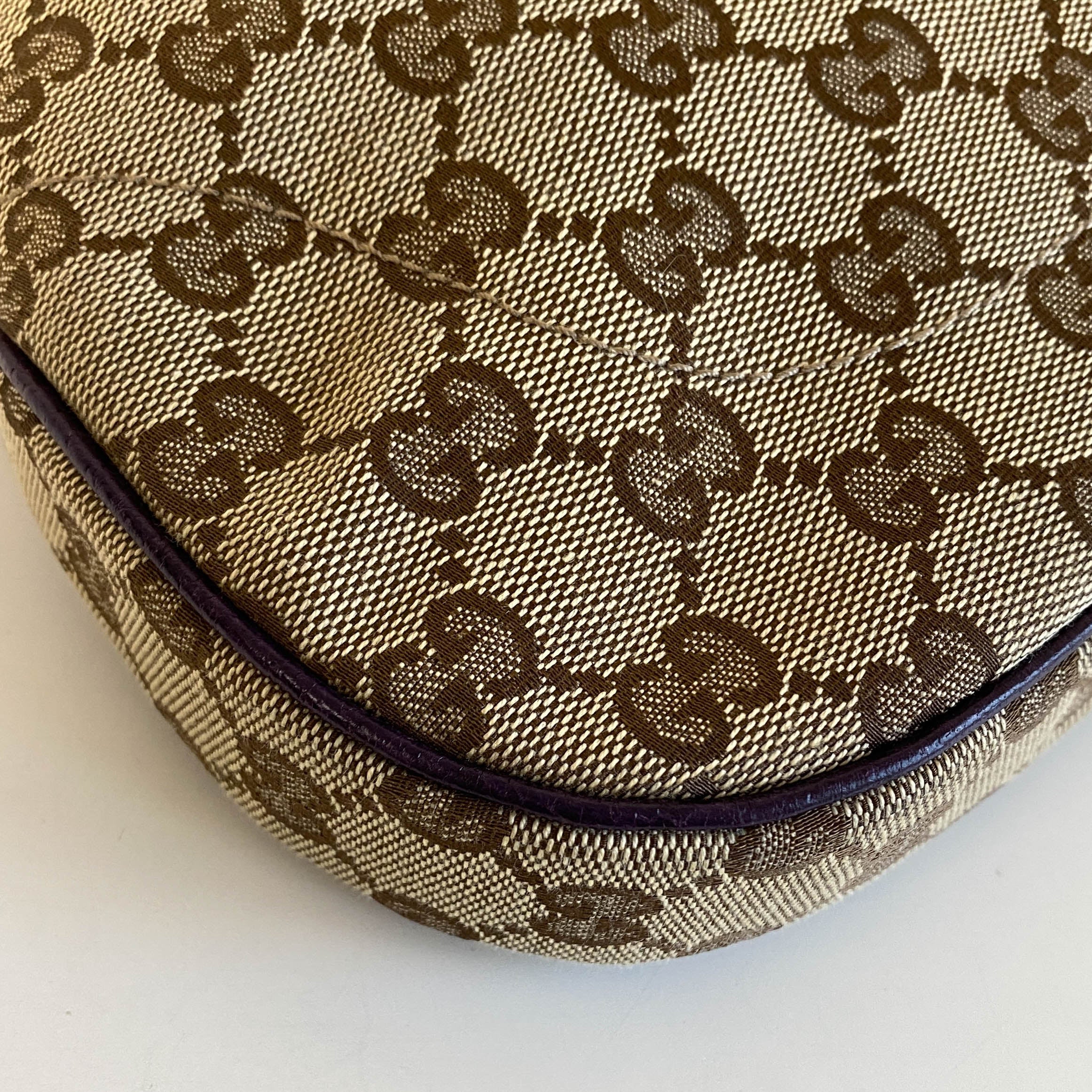 New Jackie Purple Leather and GG Canvas Shoulder Bag