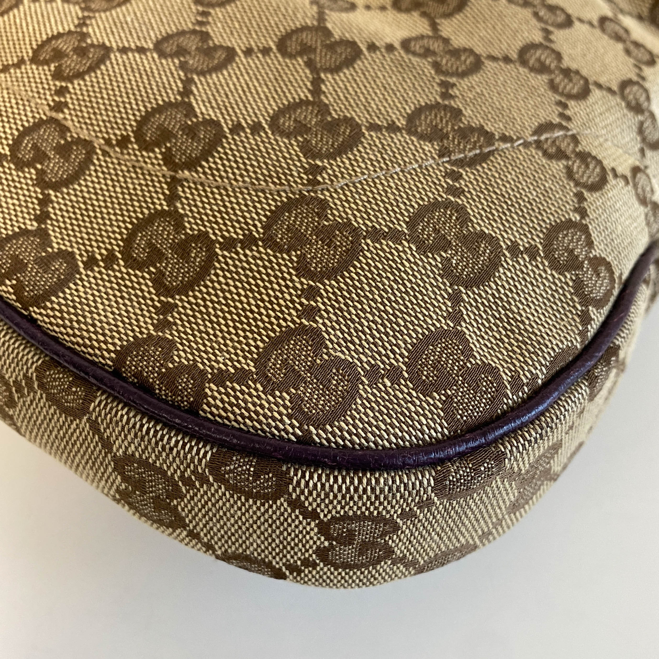 New Jackie Purple Leather and GG Canvas Shoulder Bag