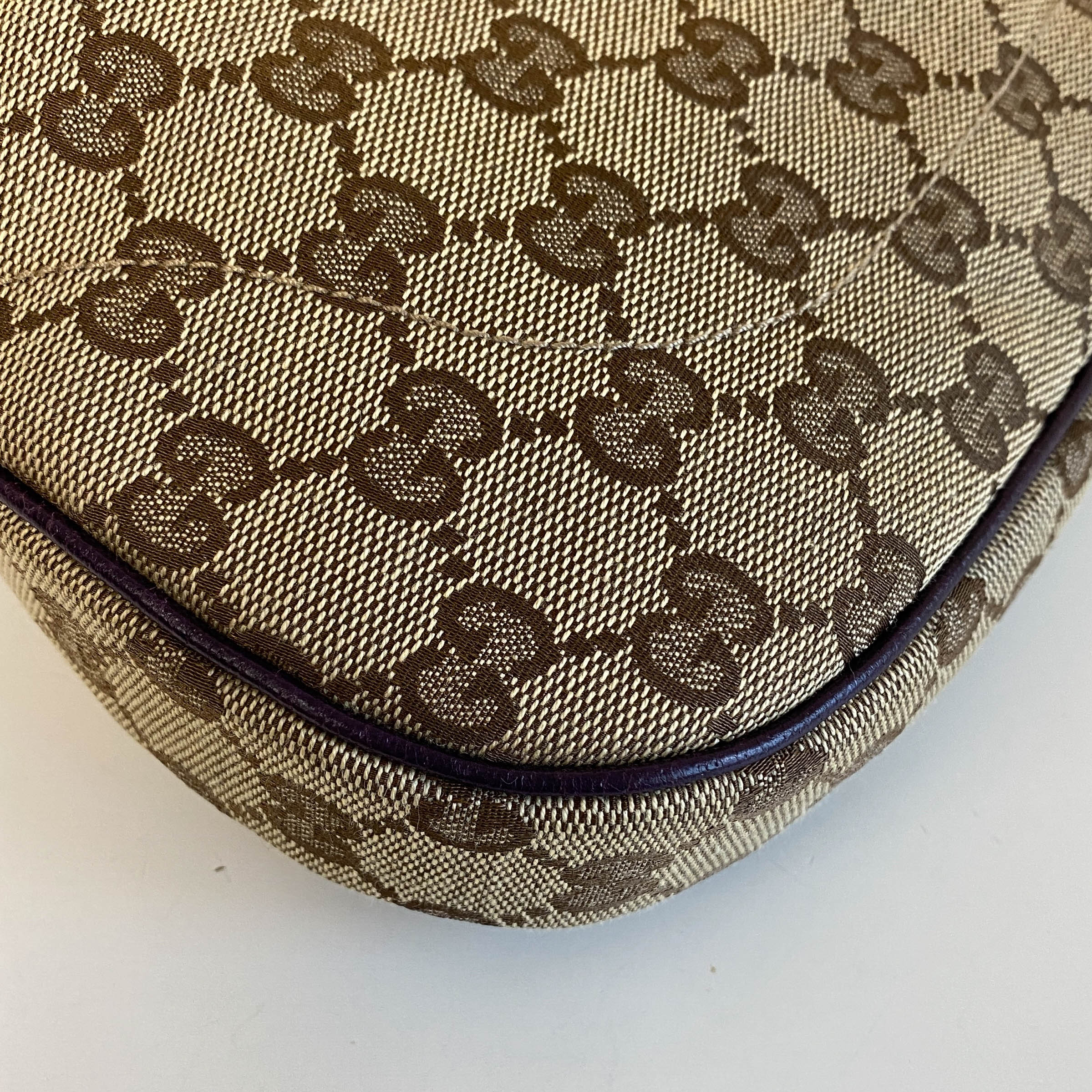 New Jackie Purple Leather and GG Canvas Shoulder Bag