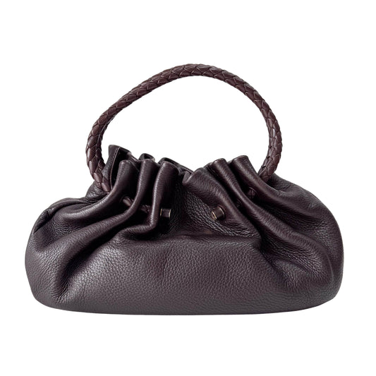 Intrecciato Brown Drawstring Leathe Shoulder Bag