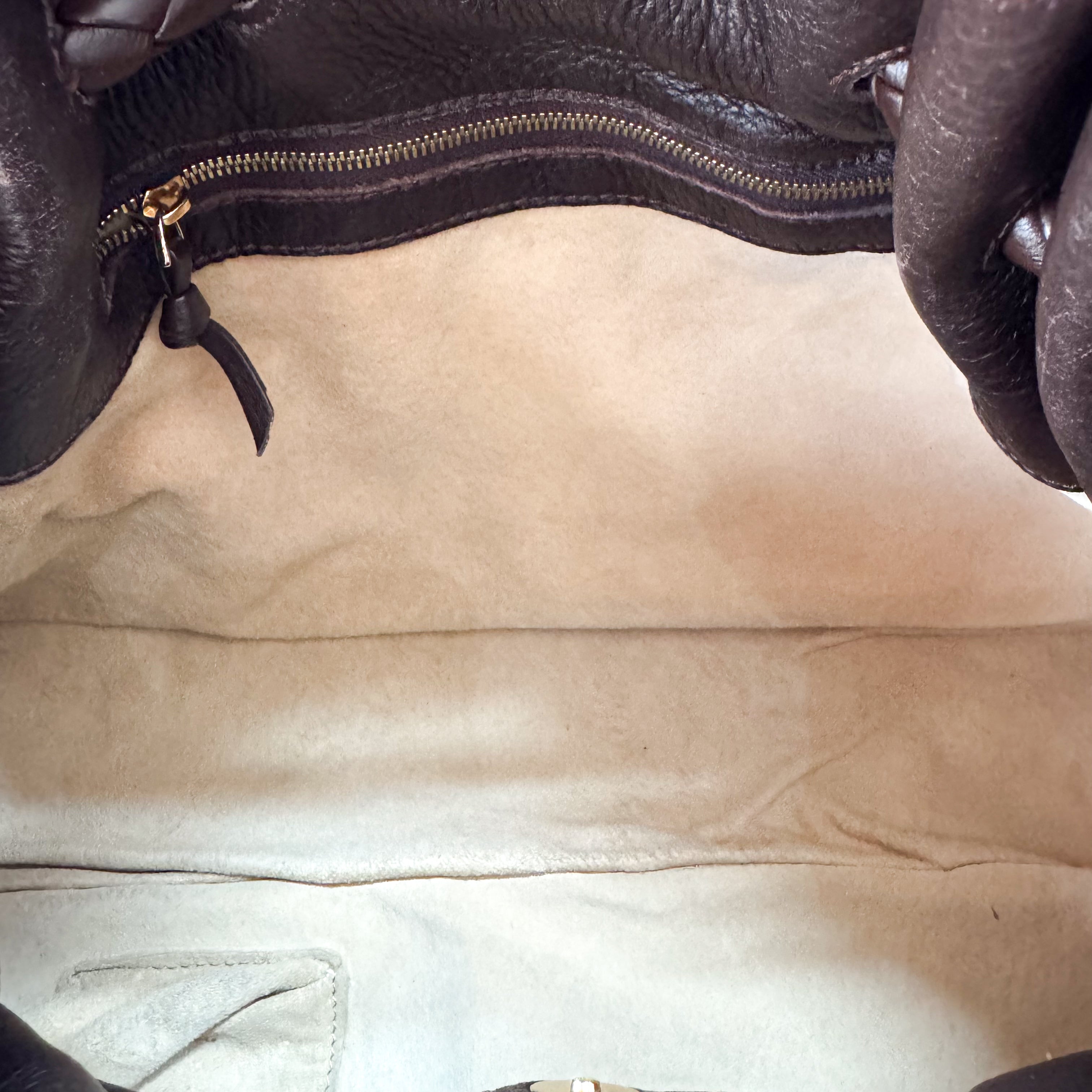 Intrecciato Brown Drawstring Leathe Shoulder Bag