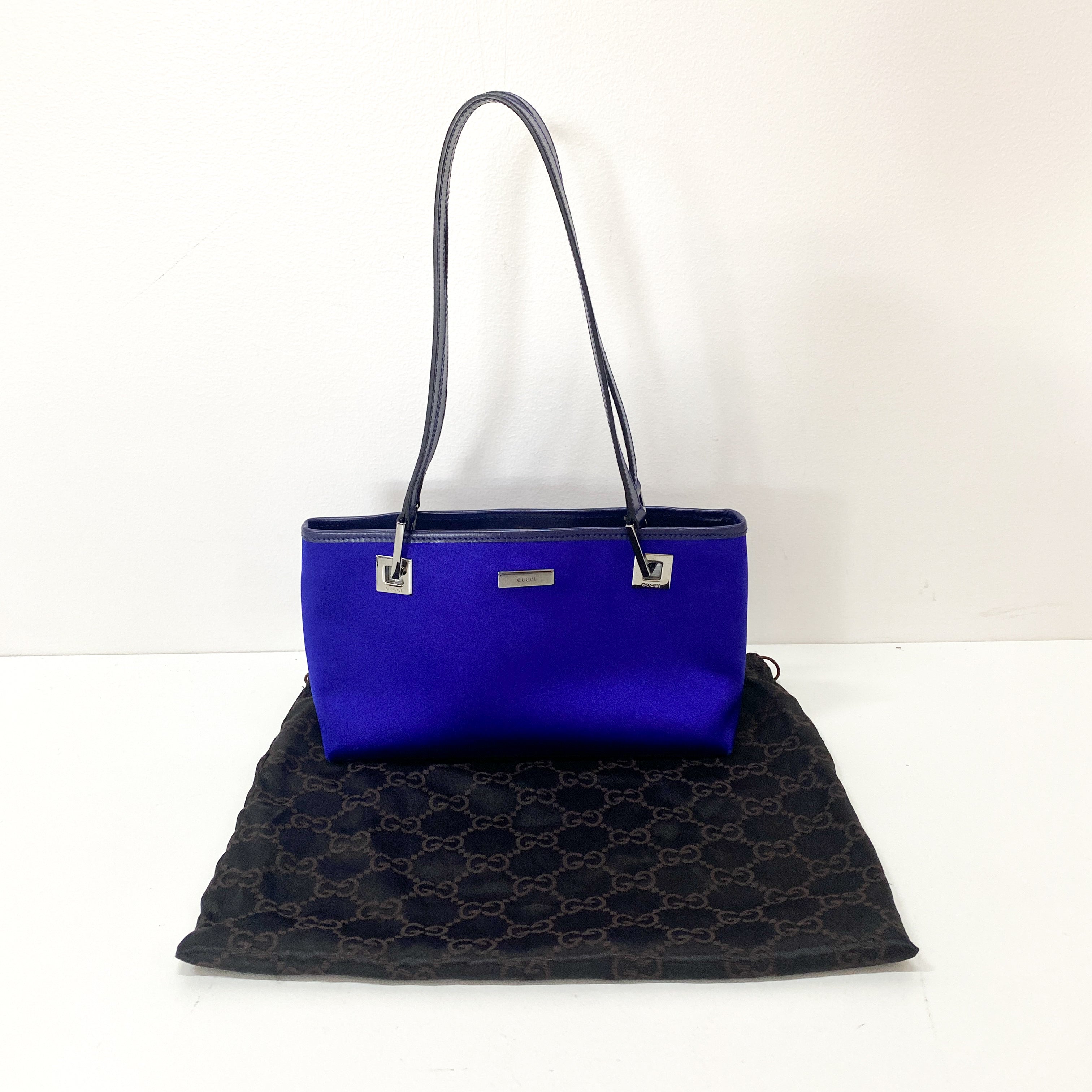 Blue Satin Shoulder Bag