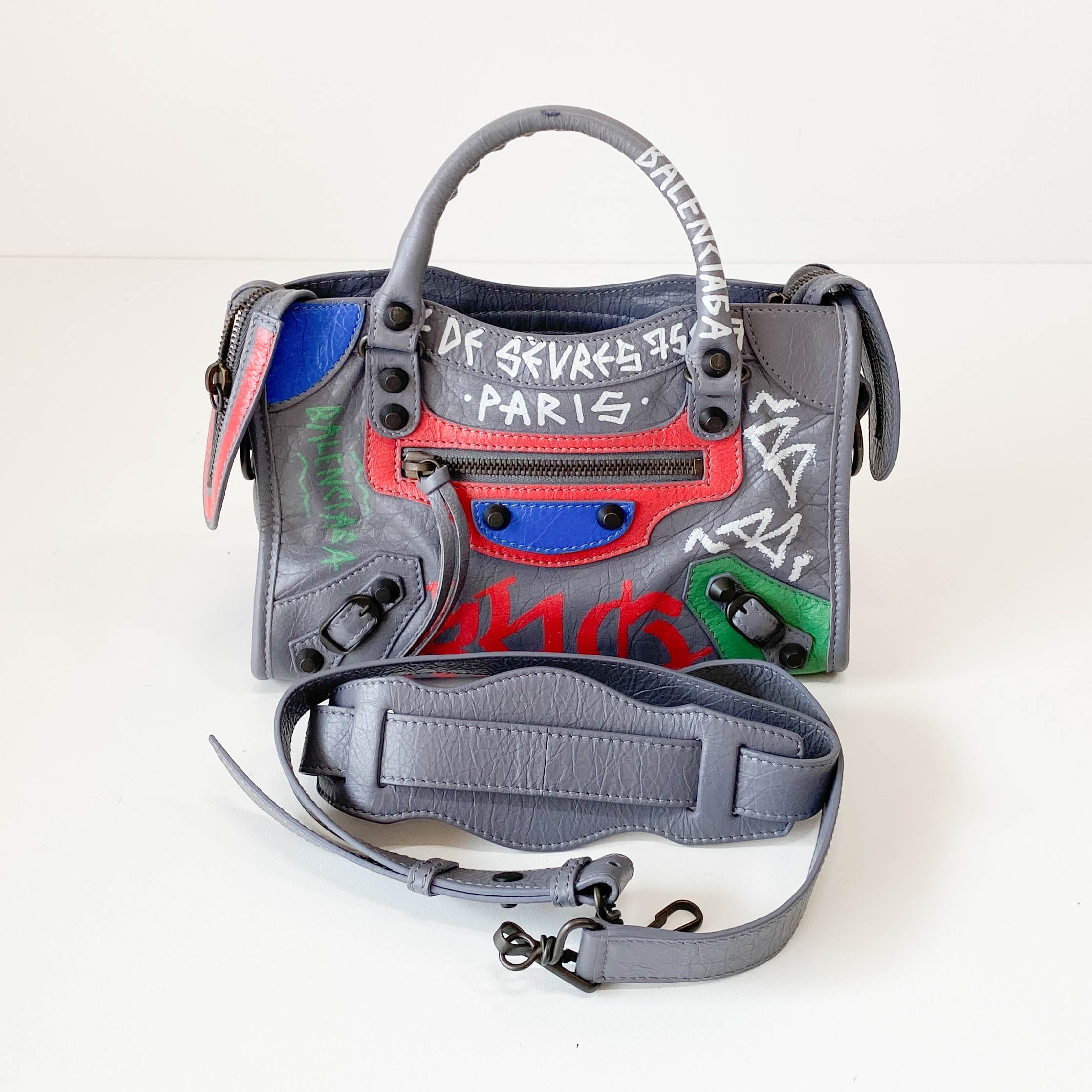 The City Graffiti Mini Grey Bag