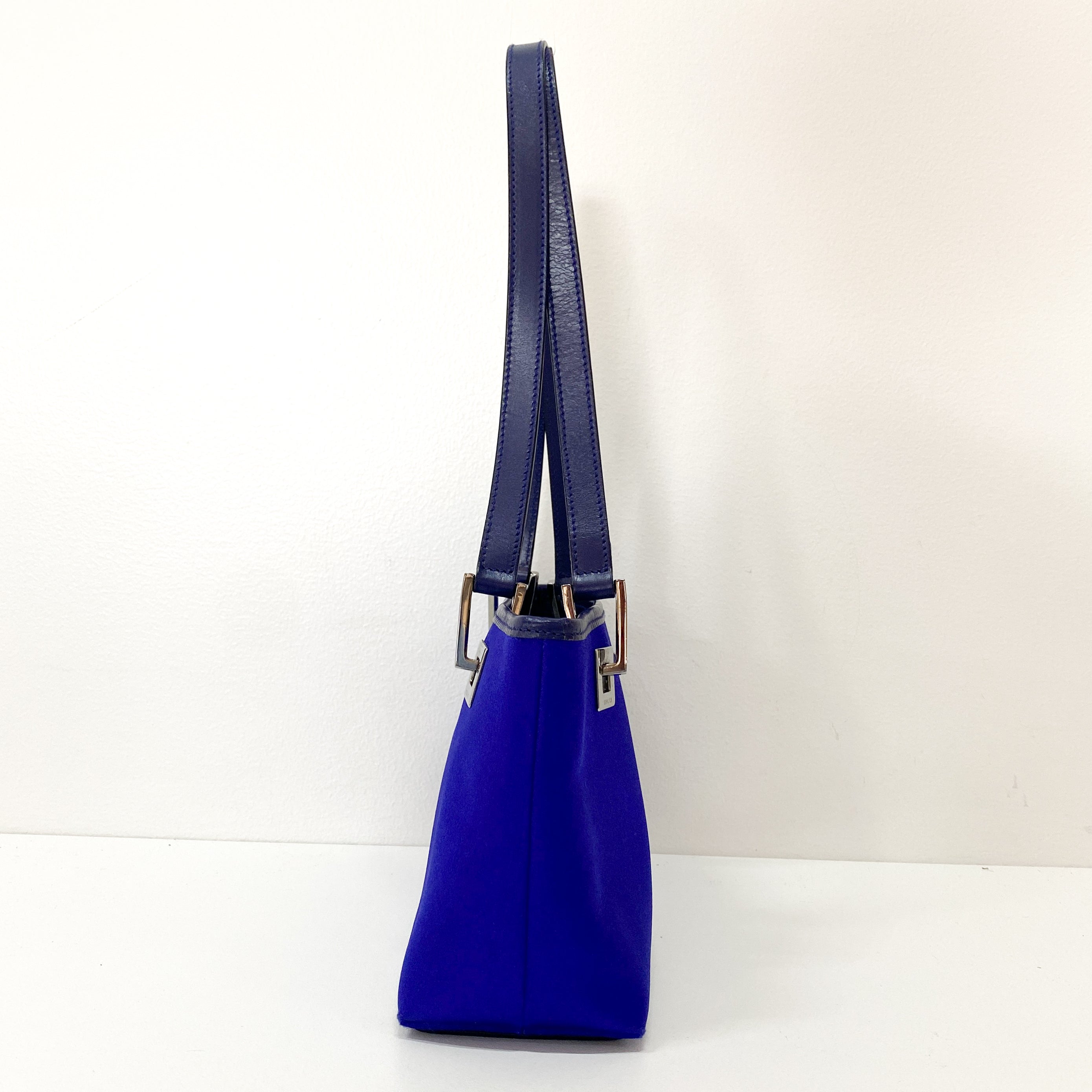 Blue Satin Shoulder Bag