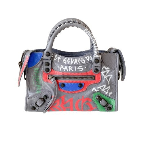The City Graffiti Mini Grey Bag