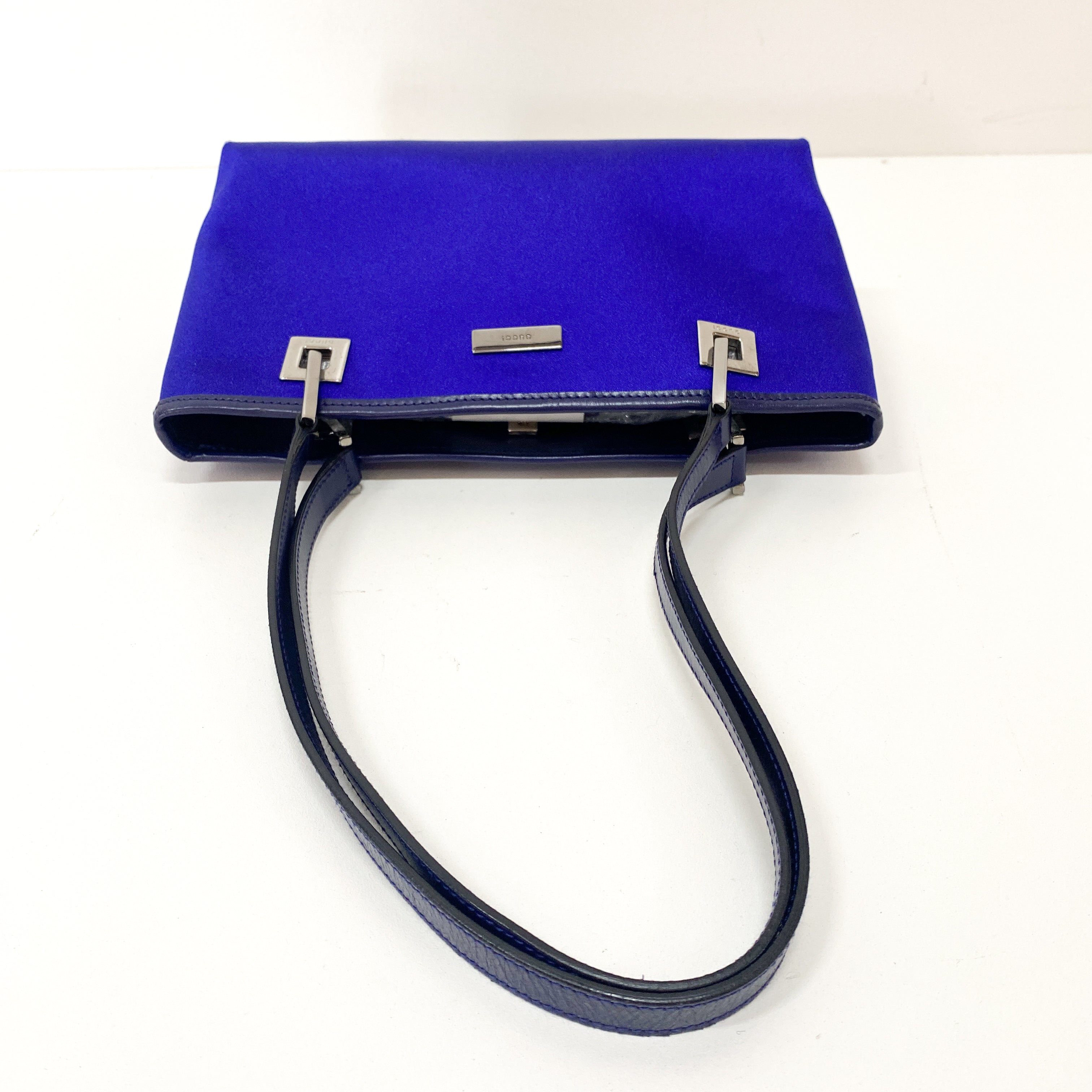 Blue Satin Shoulder Bag