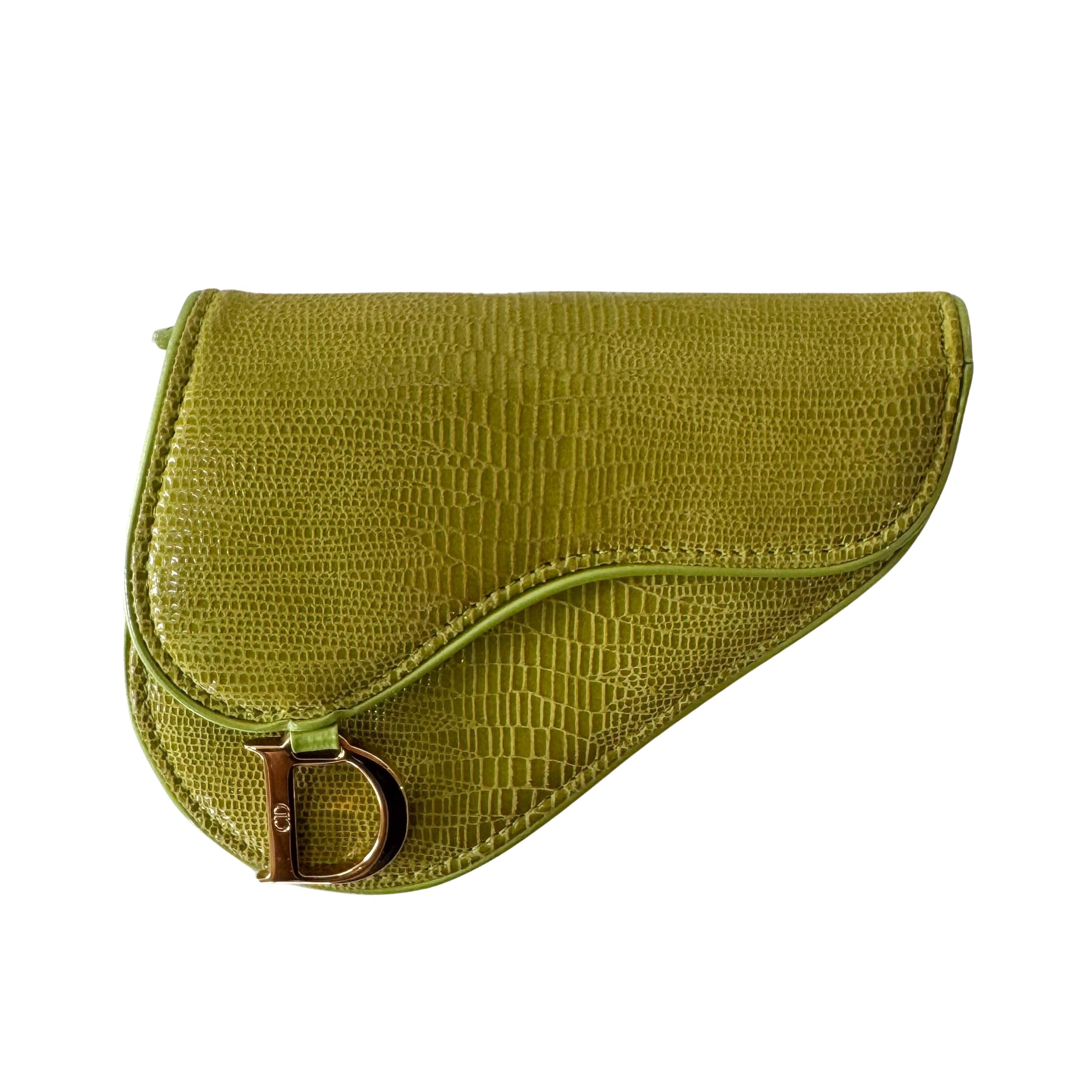 Saddle Mini Green Lizard Leather Pouch