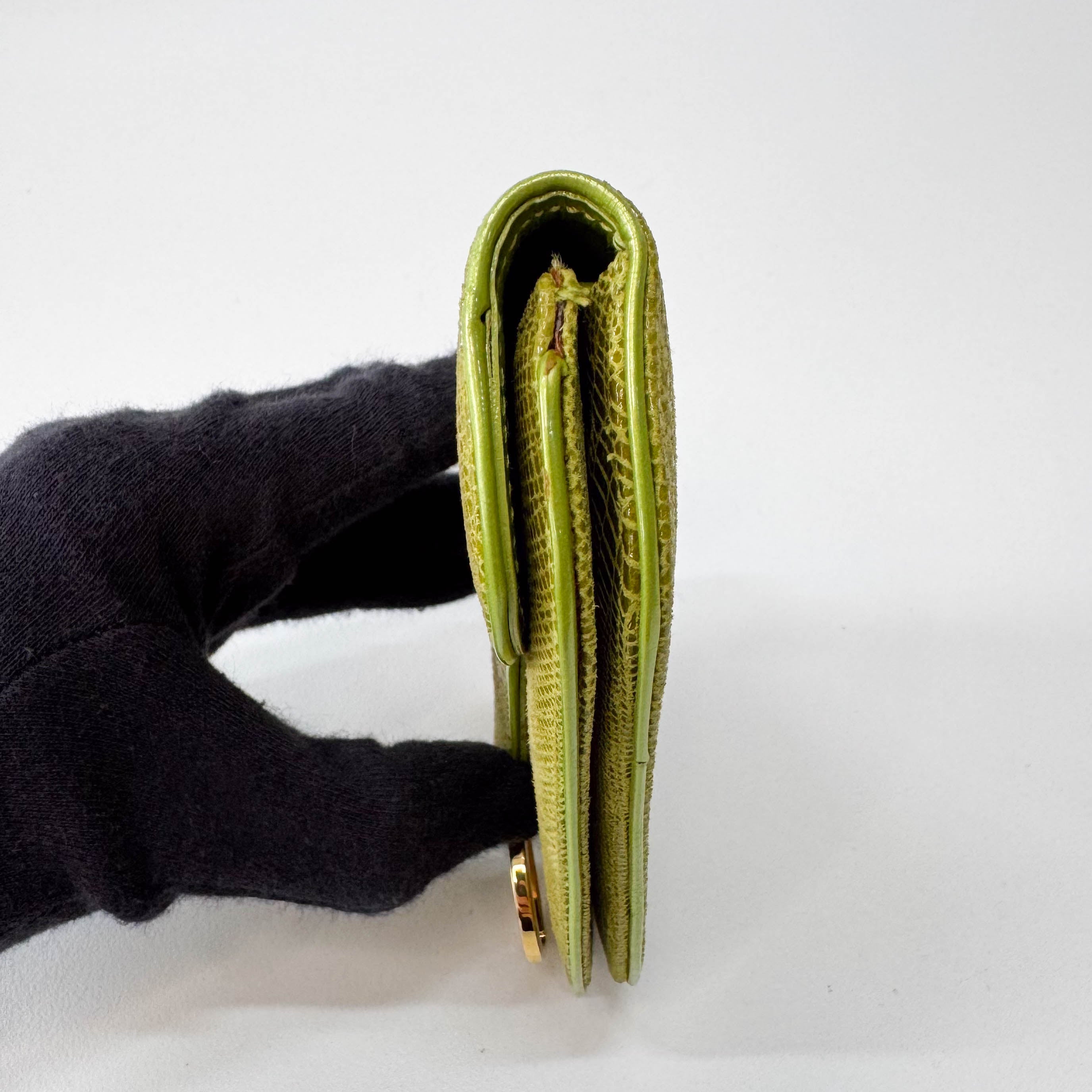 Saddle Mini Green Lizard Leather Pouch