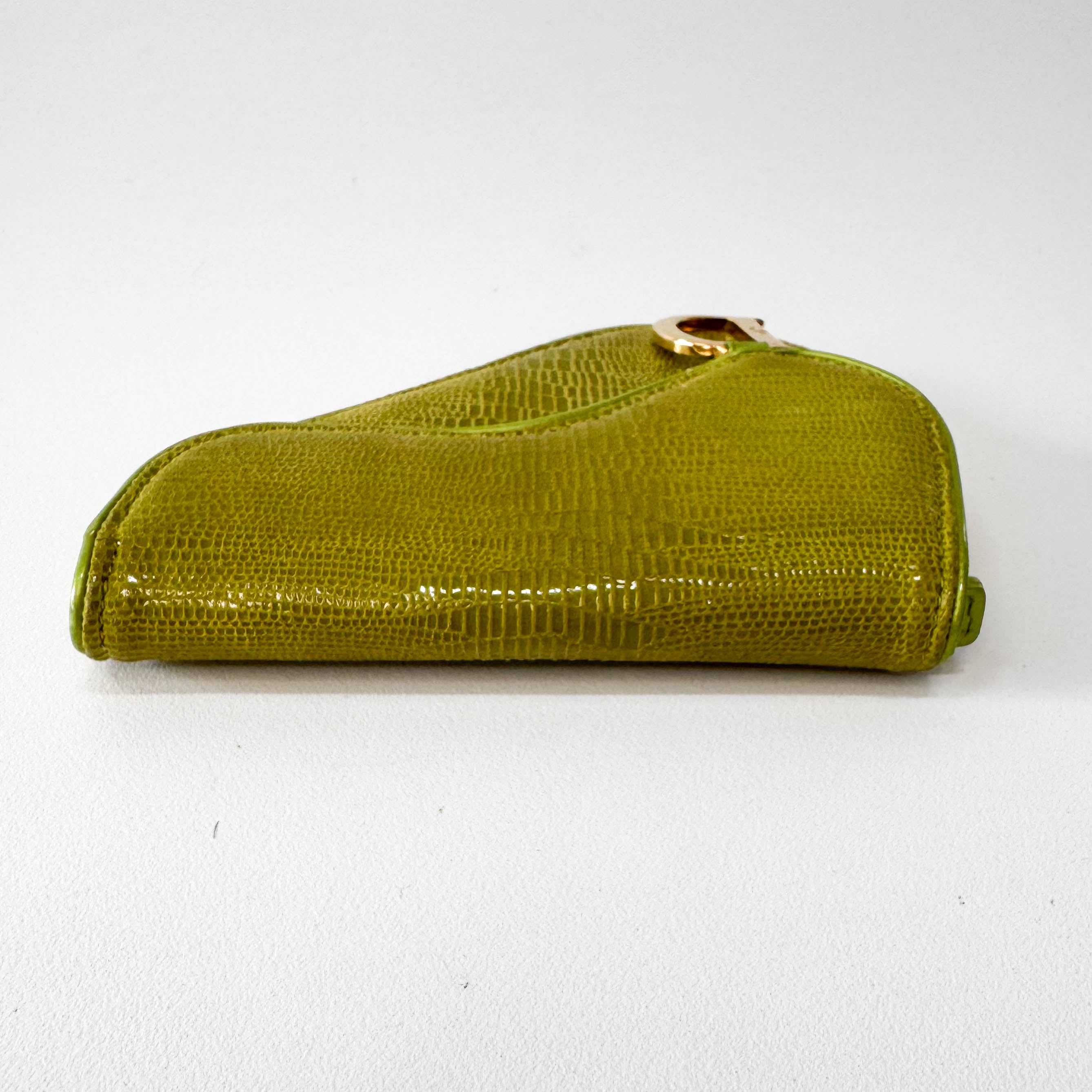 Saddle Mini Green Lizard Leather Pouch