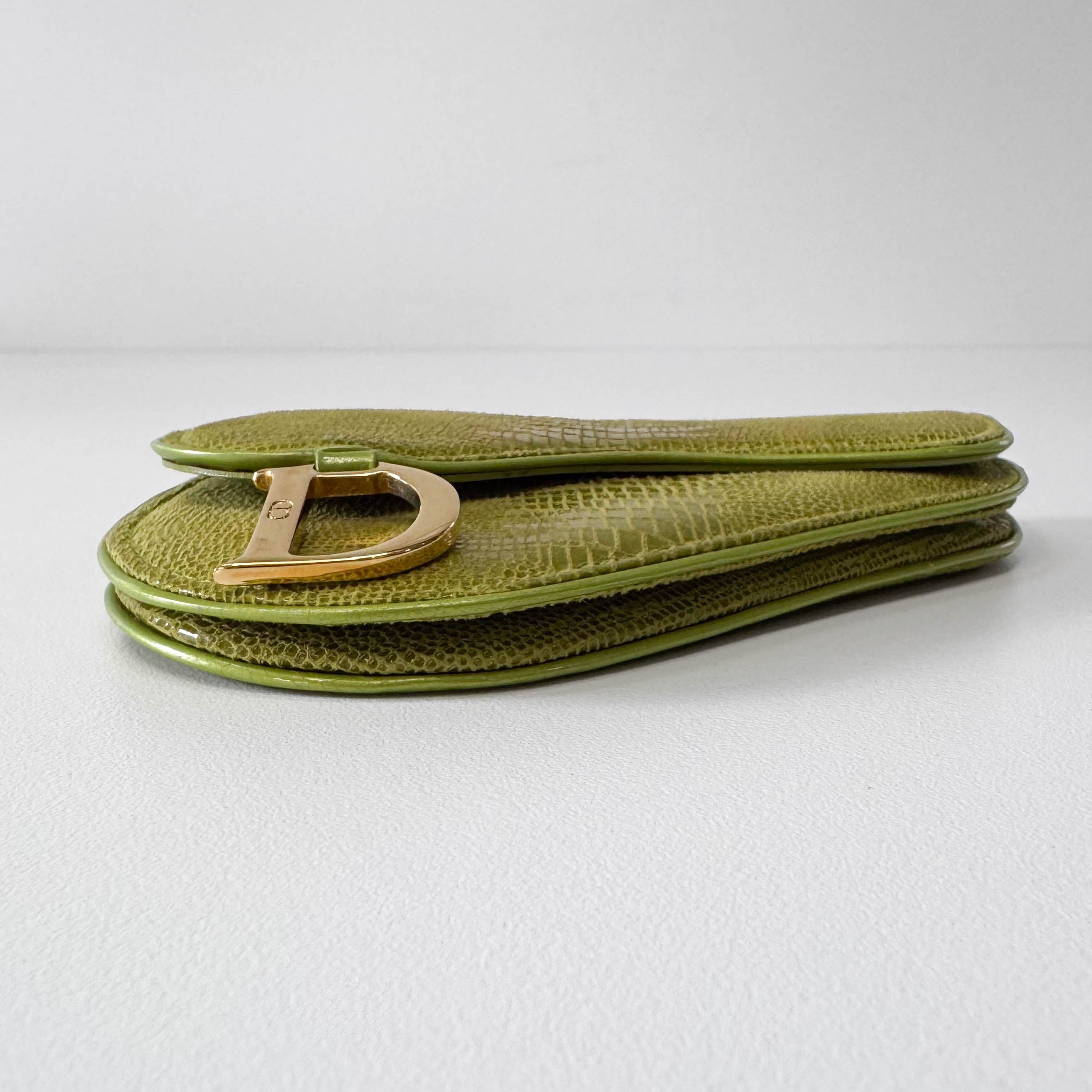 Saddle Mini Green Lizard Leather Pouch
