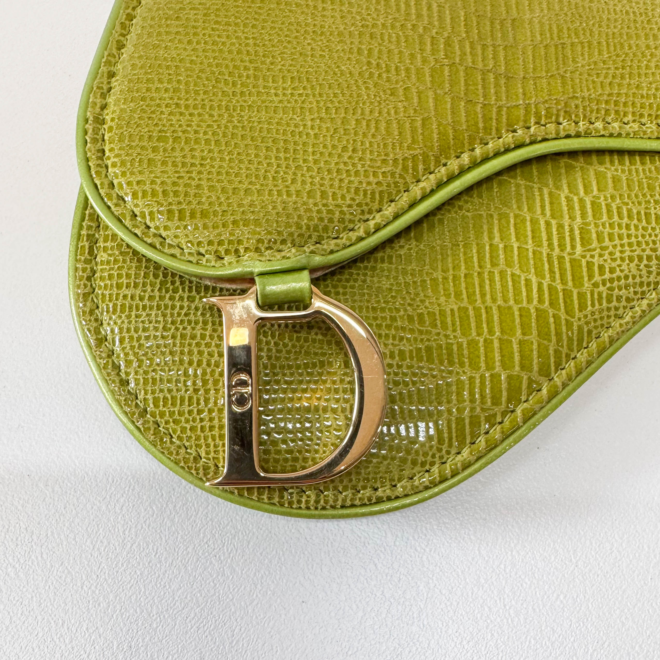 Saddle Mini Green Lizard Leather Pouch