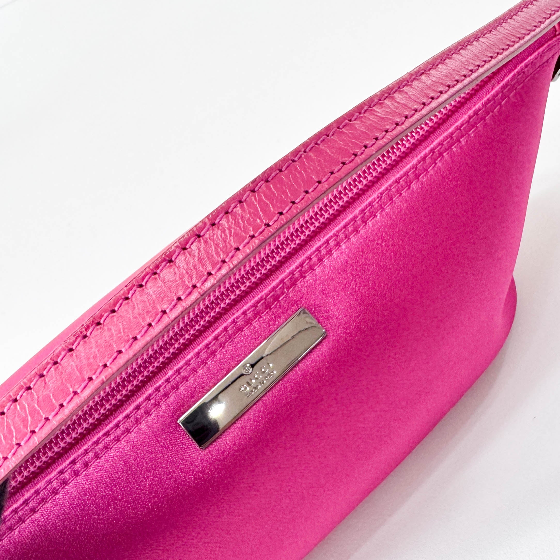 Pink Satin Mini Pochette Pouch Bag