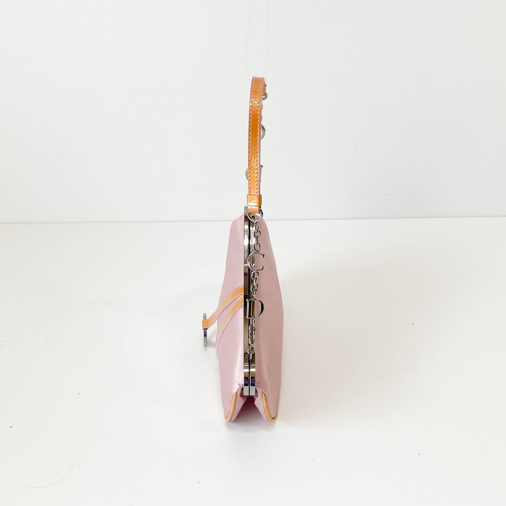 Saddle Mini Pink Satin Chain Bag