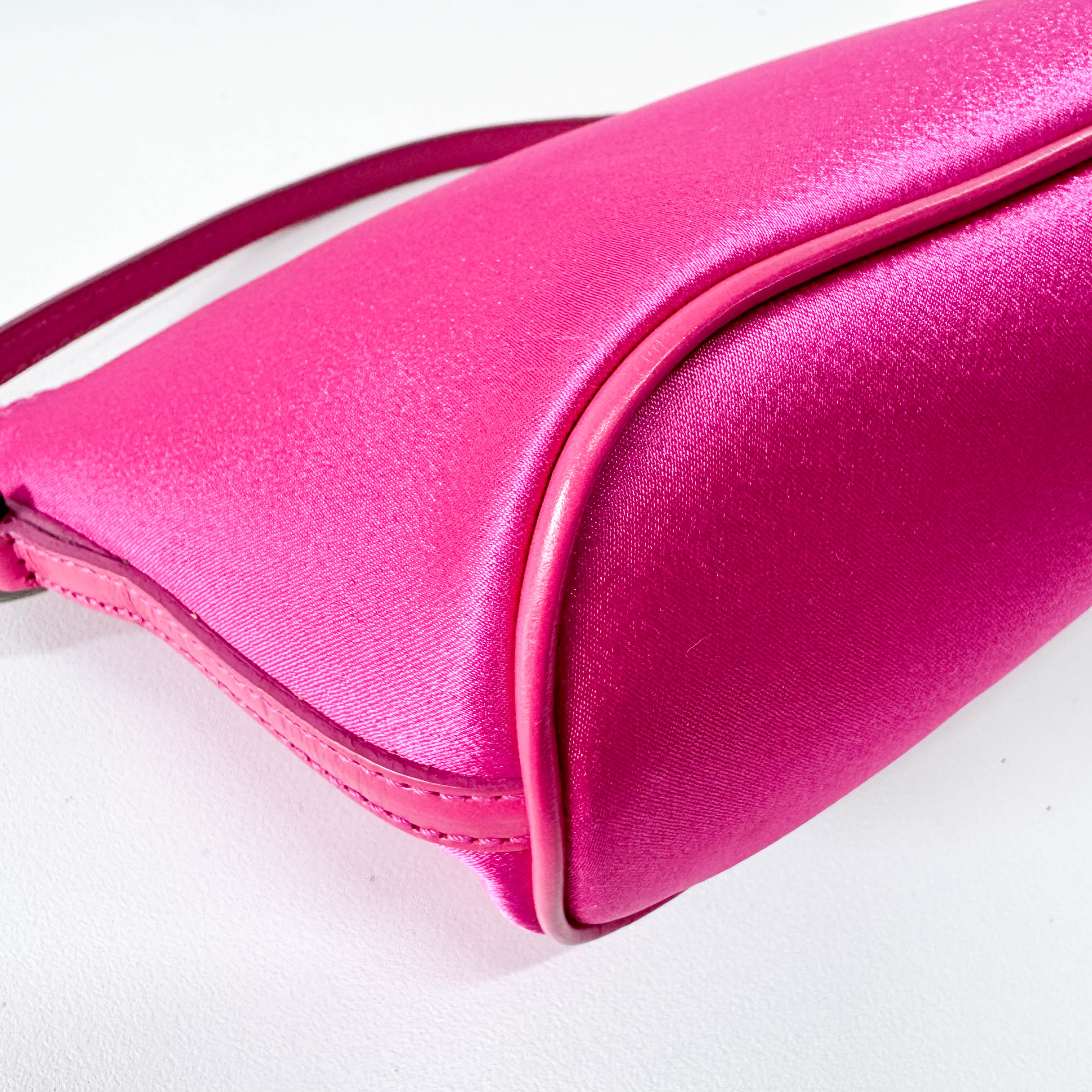 Pink Satin Mini Pochette Pouch Bag
