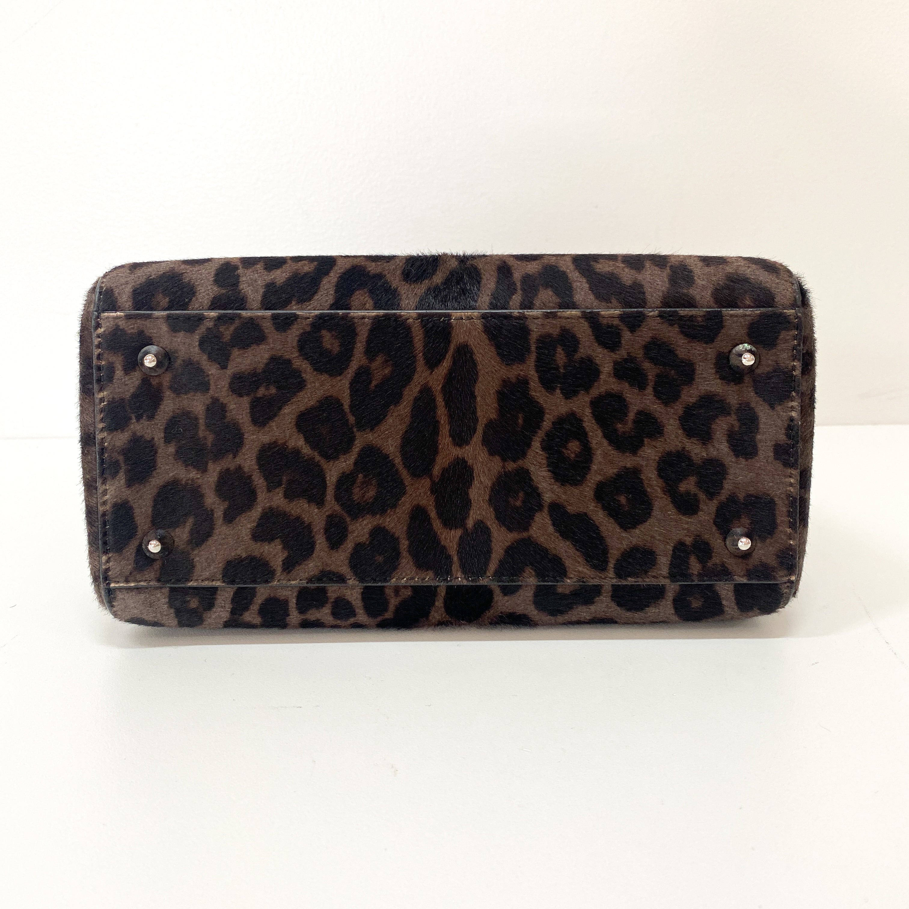 Lady Dior Black Leopard Print Pony Hair Two Way Bag