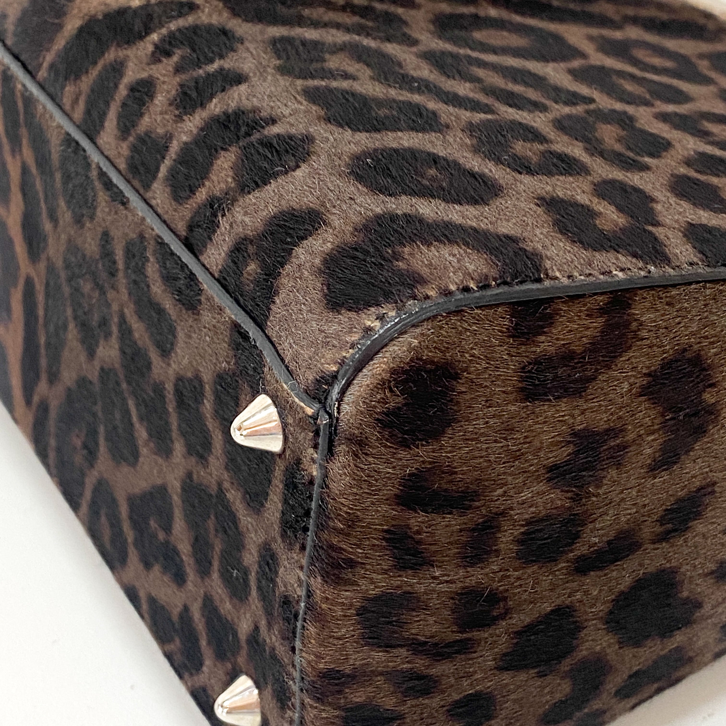 Lady Dior Black Leopard Print Pony Hair Two Way Bag