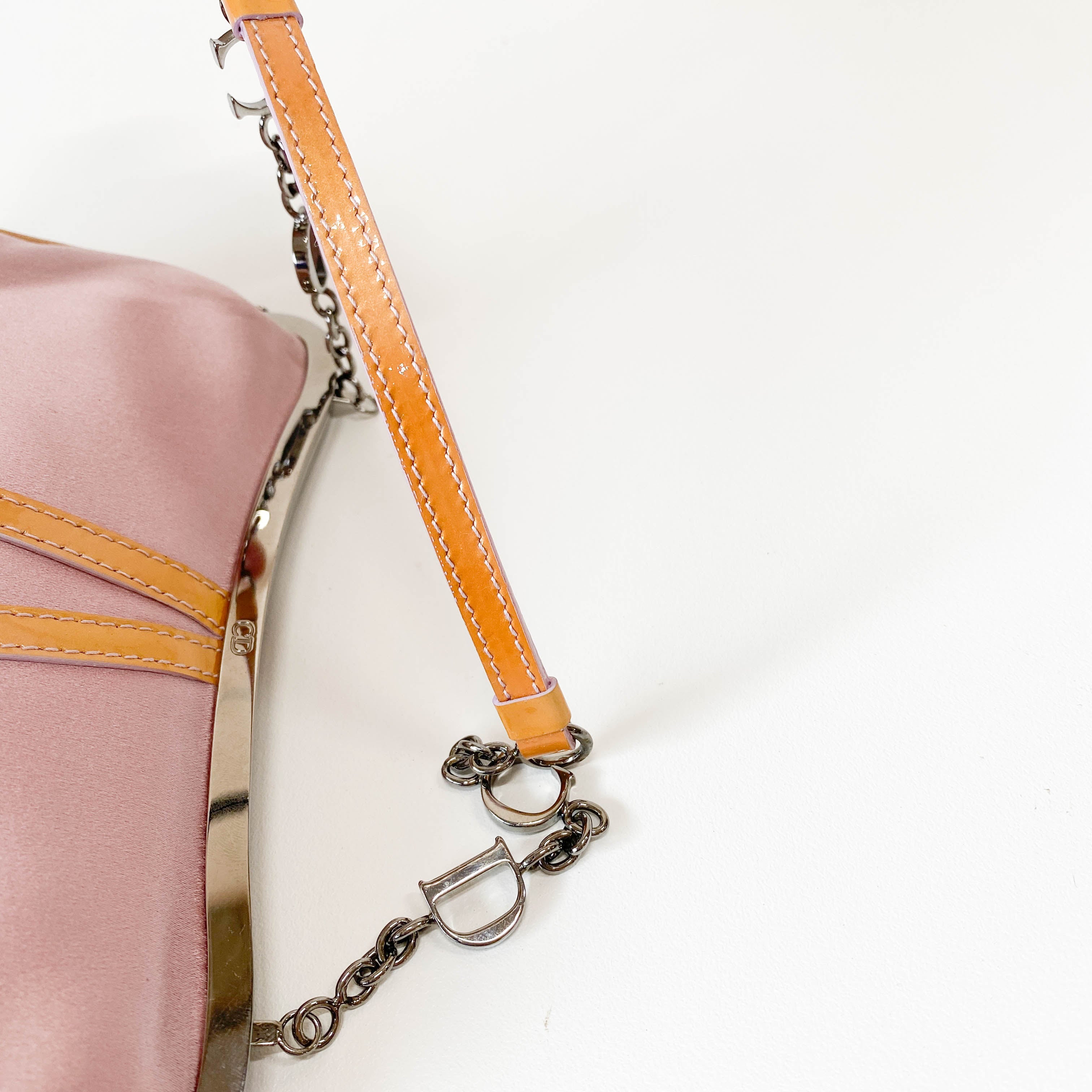 Saddle Mini Pink Satin Chain Bag
