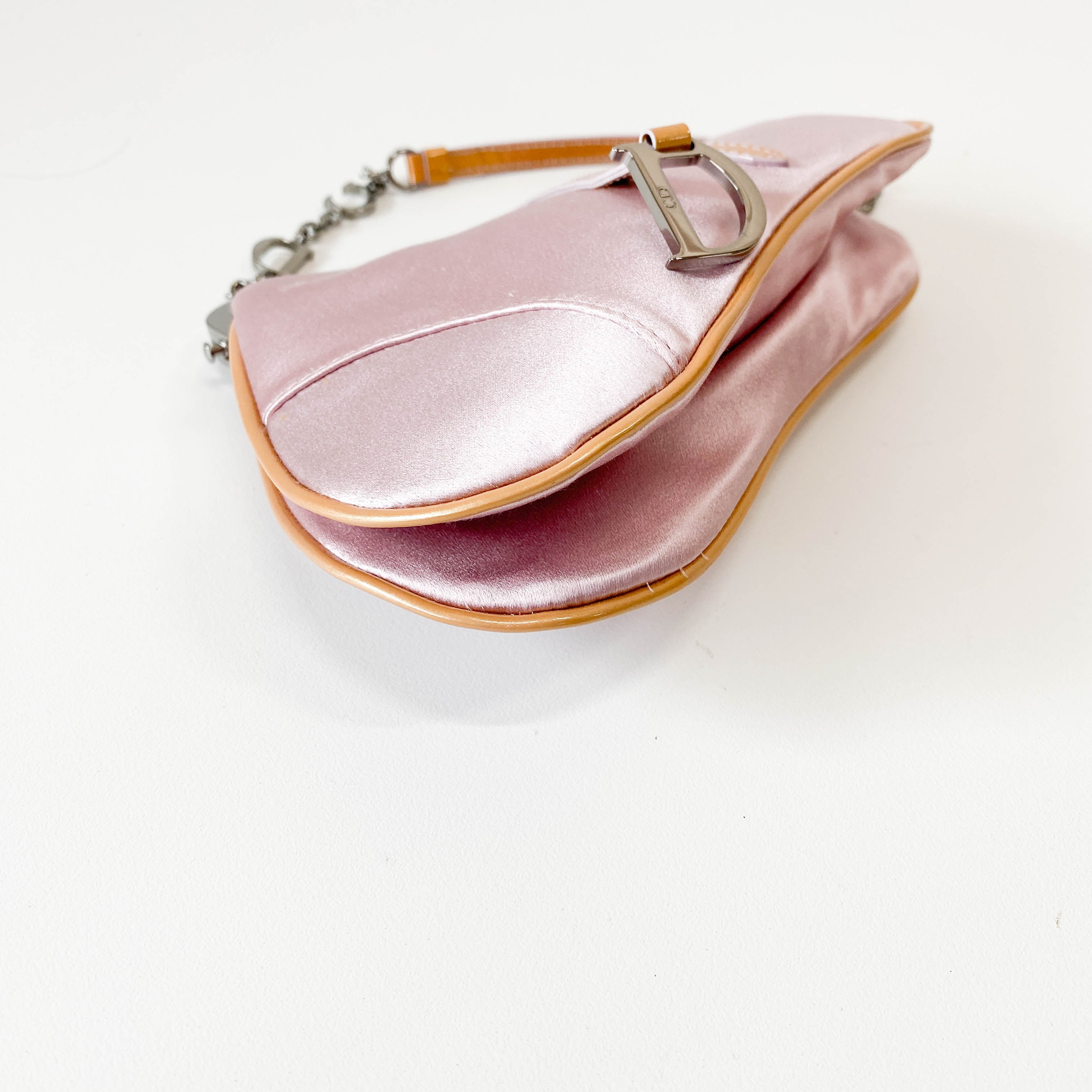 Saddle Mini Pink Satin Chain Bag