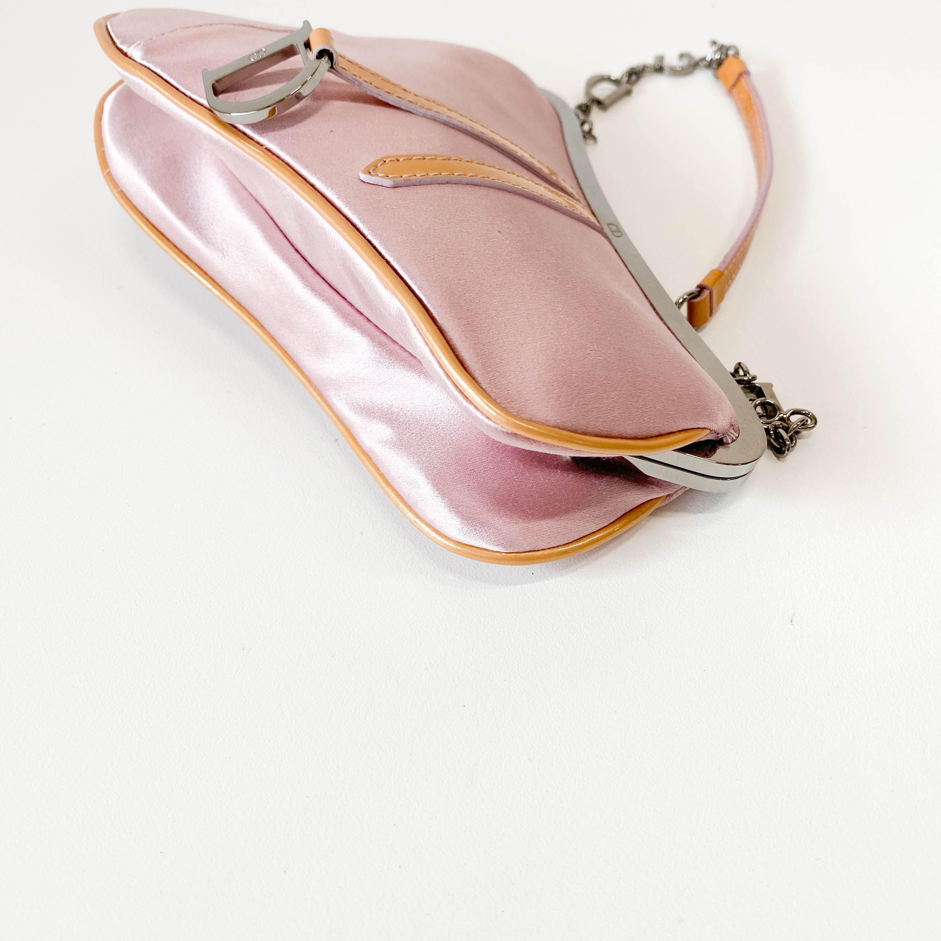 Saddle Mini Pink Satin Chain Bag