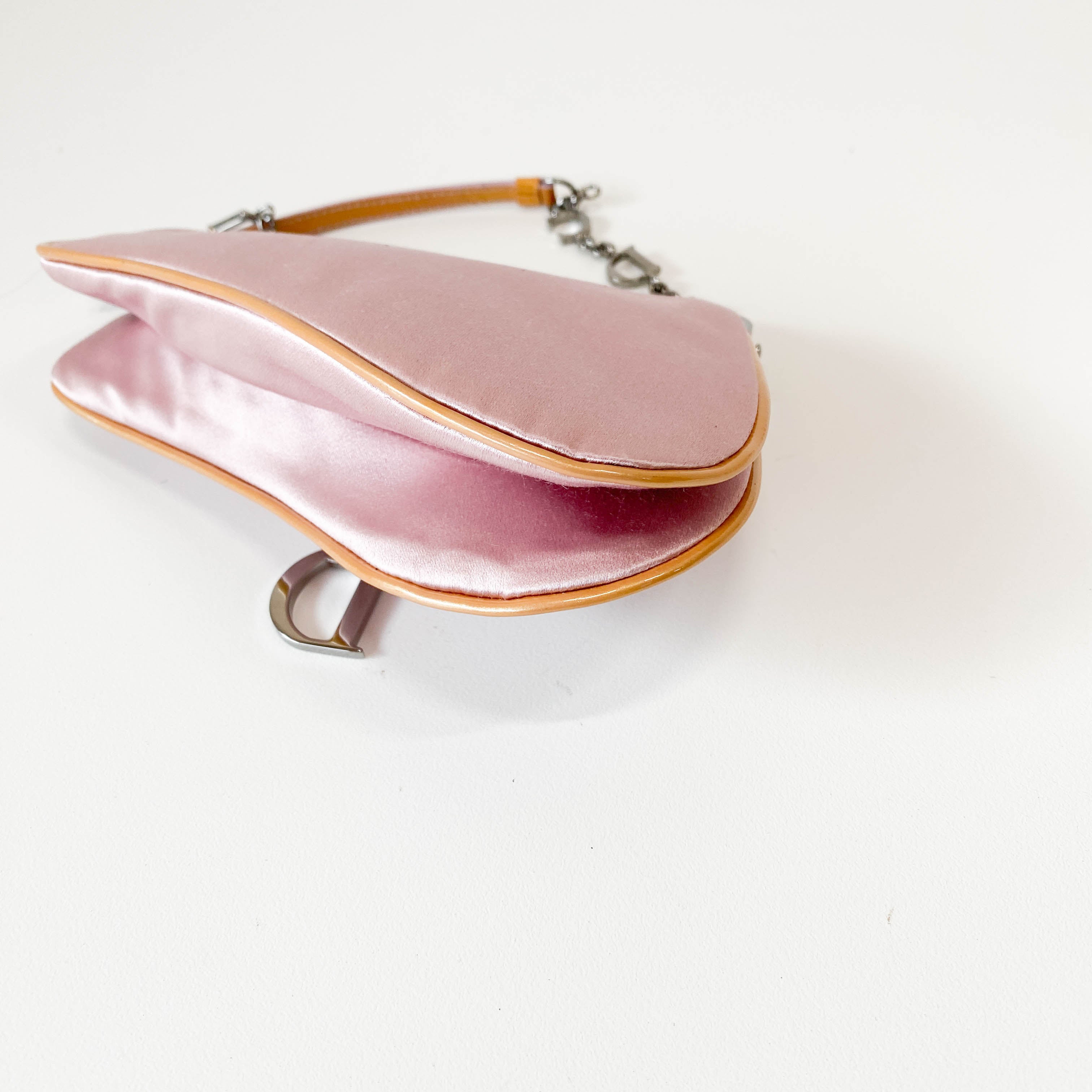 Saddle Mini Pink Satin Chain Bag