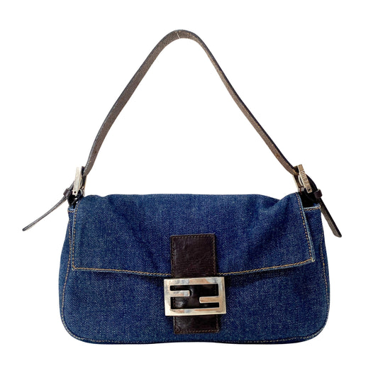Baguette Blue Denim Shoulder Bag