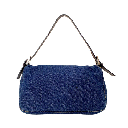 Baguette Blue Denim Shoulder Bag