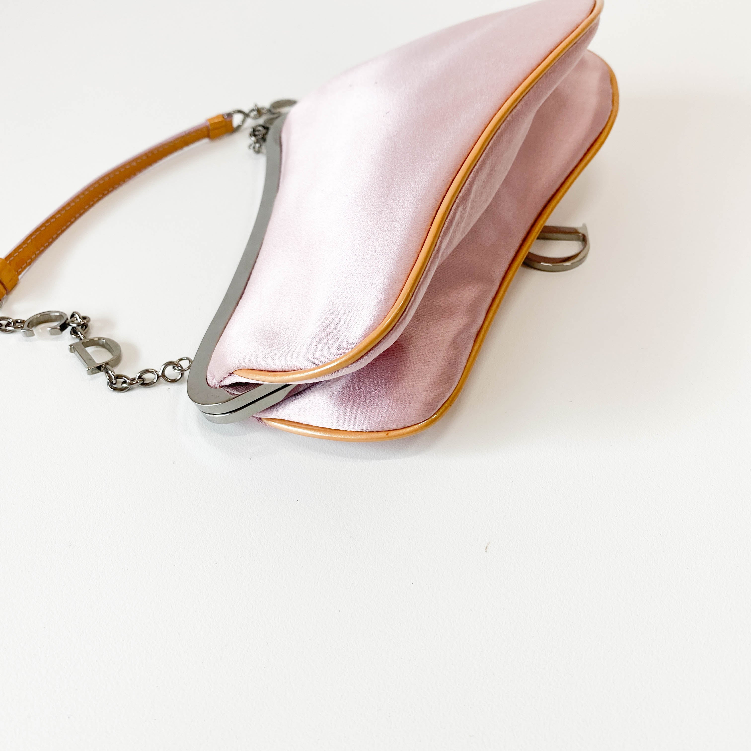 Saddle Mini Pink Satin Chain Bag