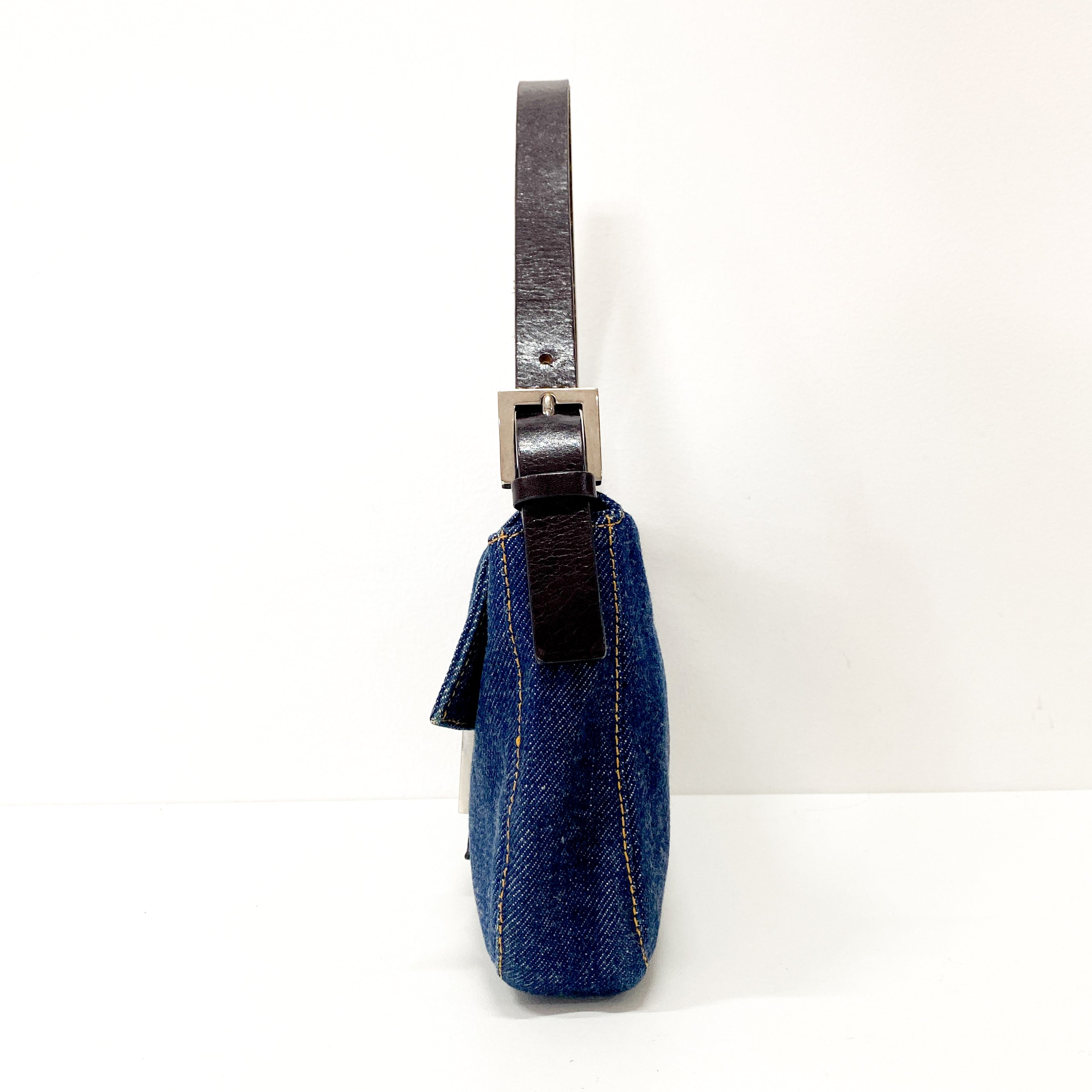 Baguette Blue Denim Shoulder Bag