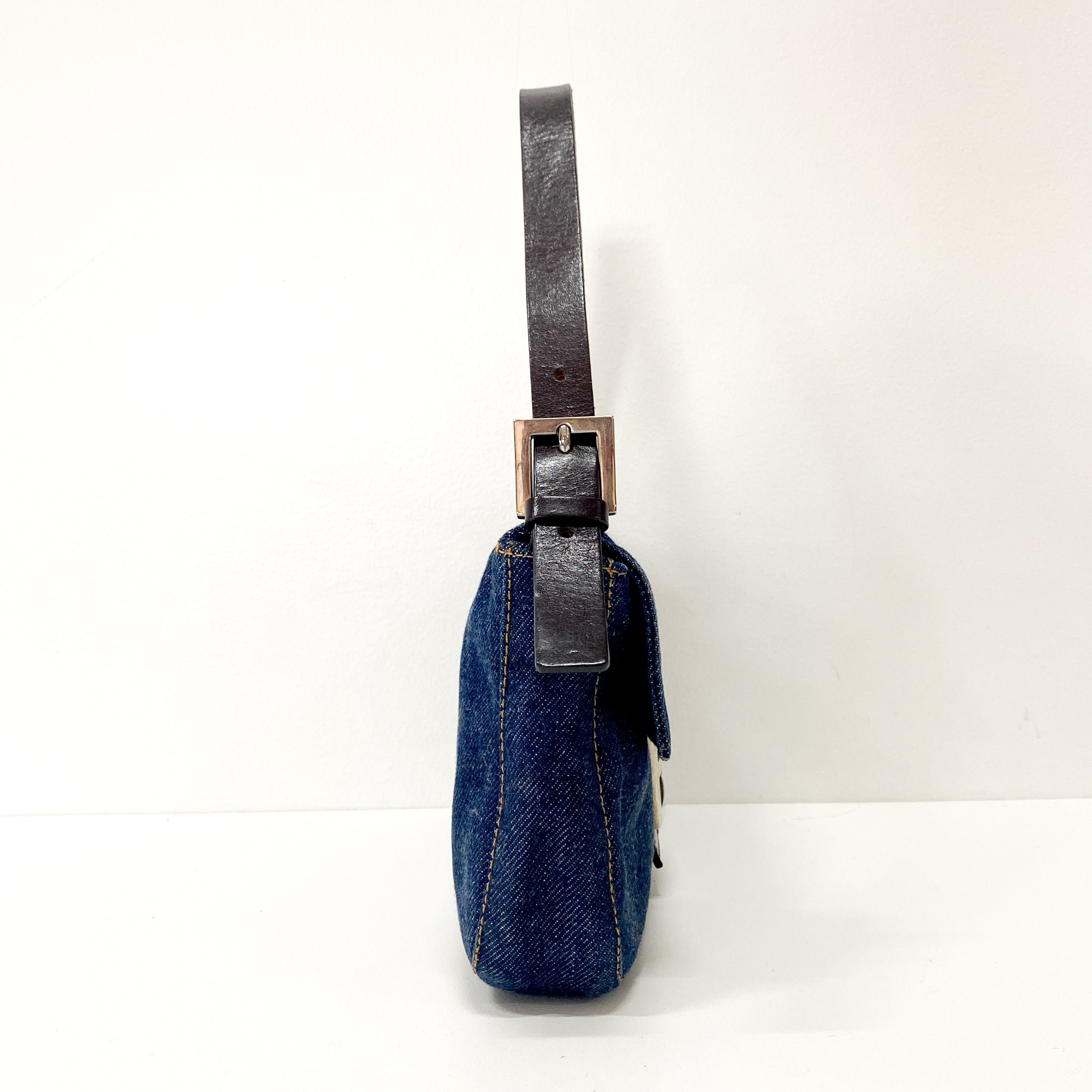 Baguette Blue Denim Shoulder Bag