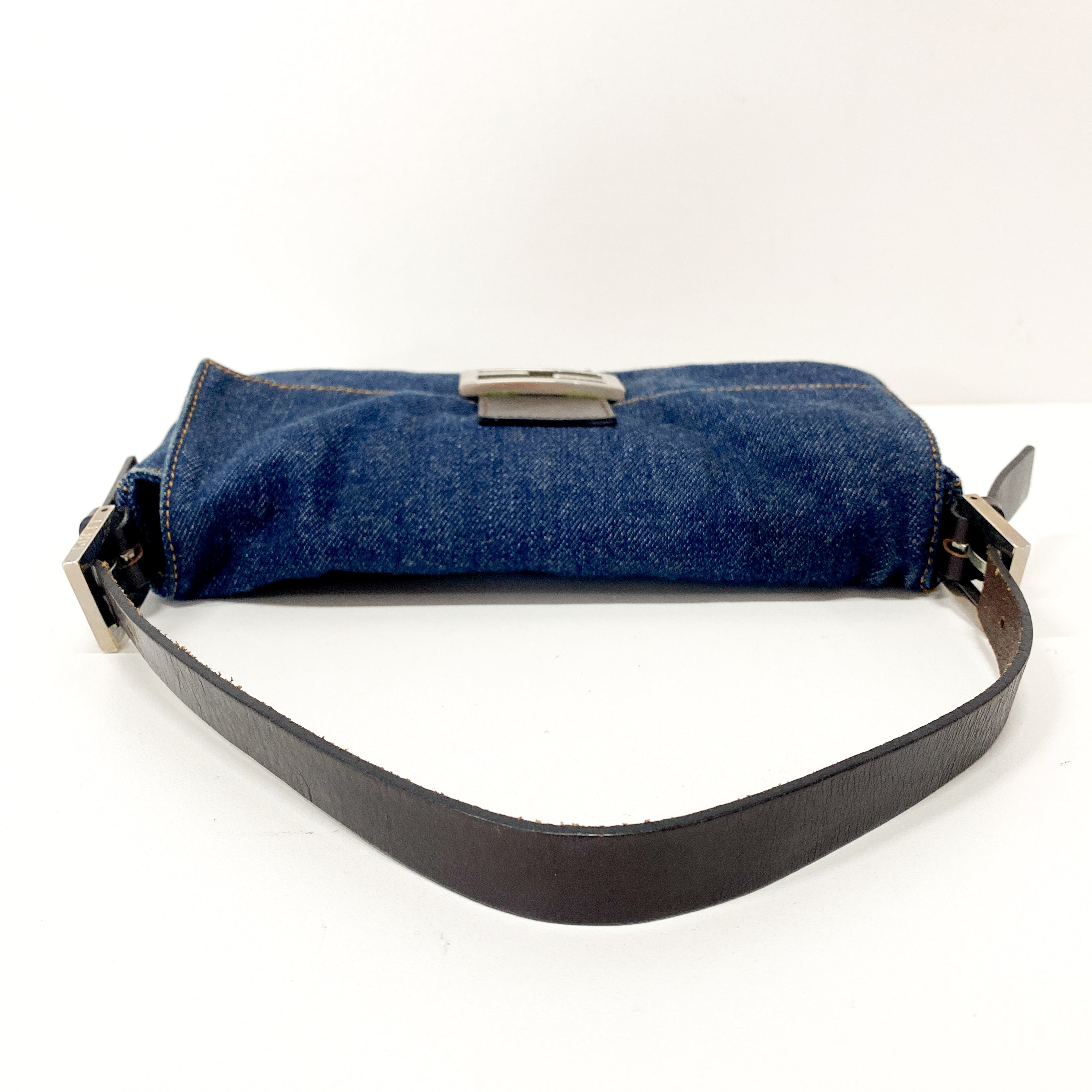 Baguette Blue Denim Shoulder Bag