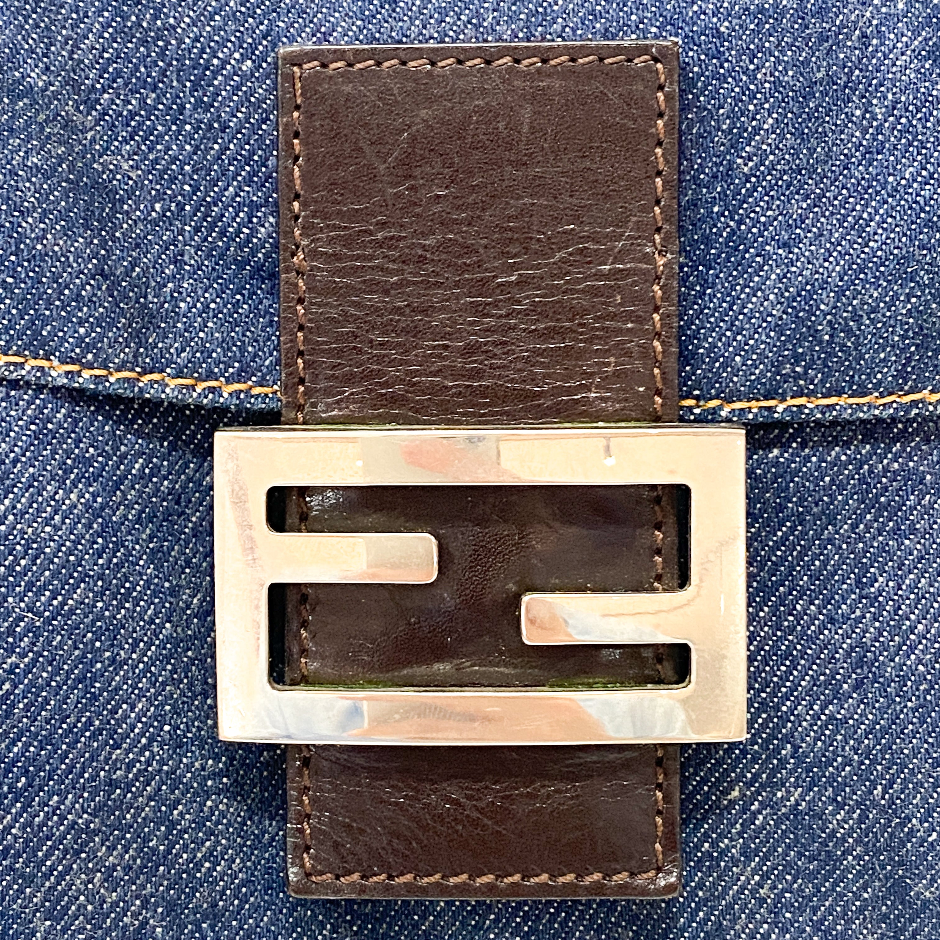 Baguette Blue Denim Shoulder Bag