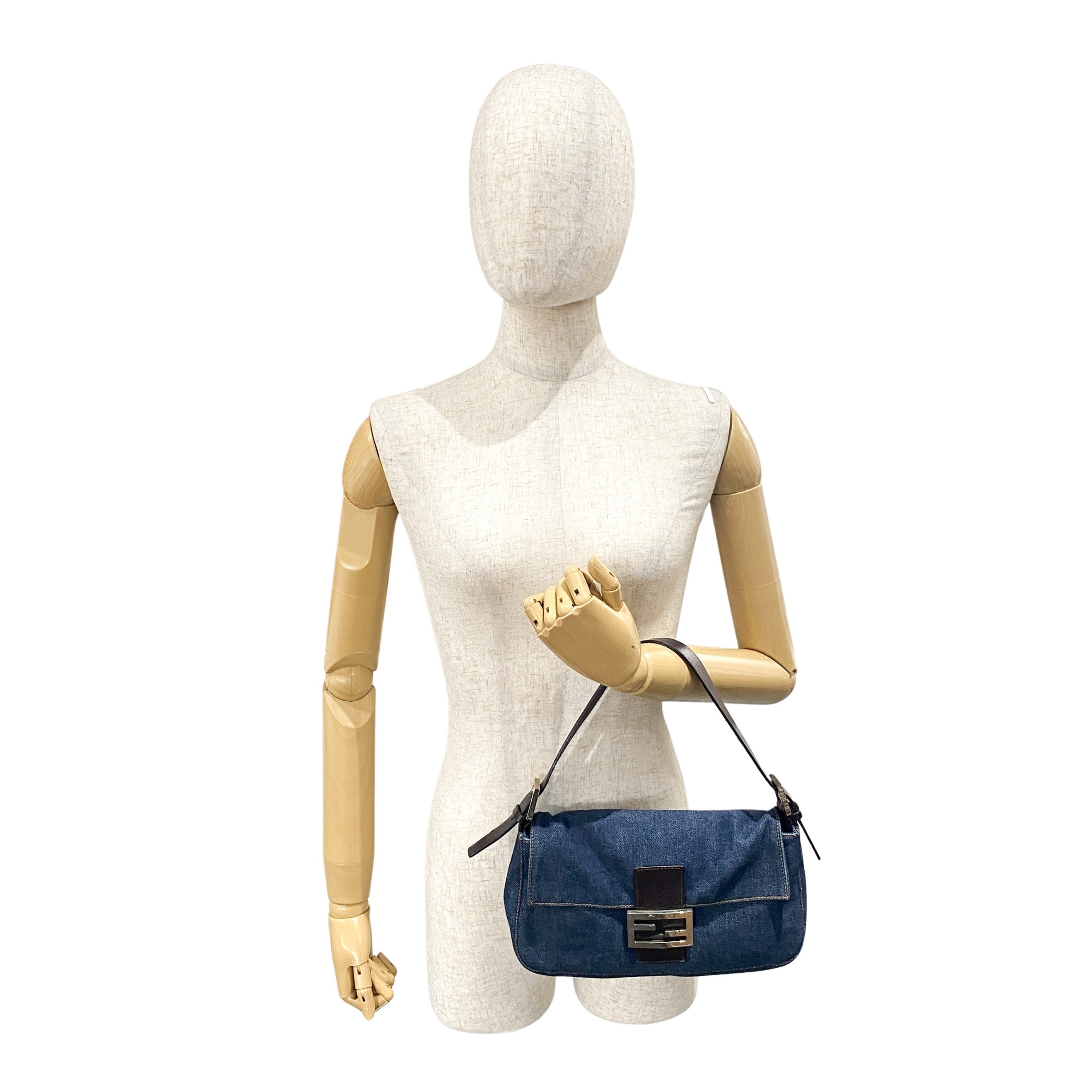 Baguette Blue Denim Shoulder Bag