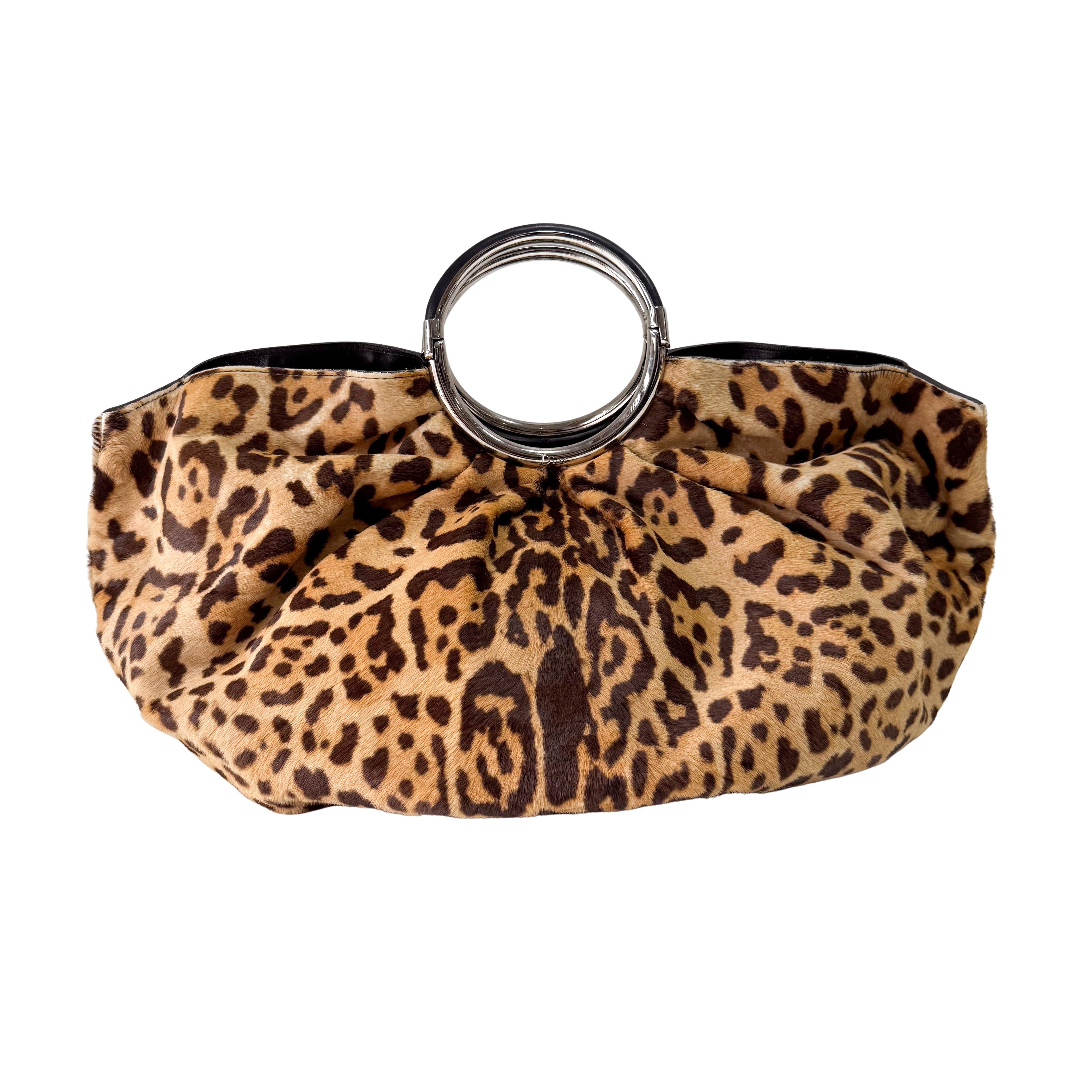 Pony Hair Leopard Print Handbag