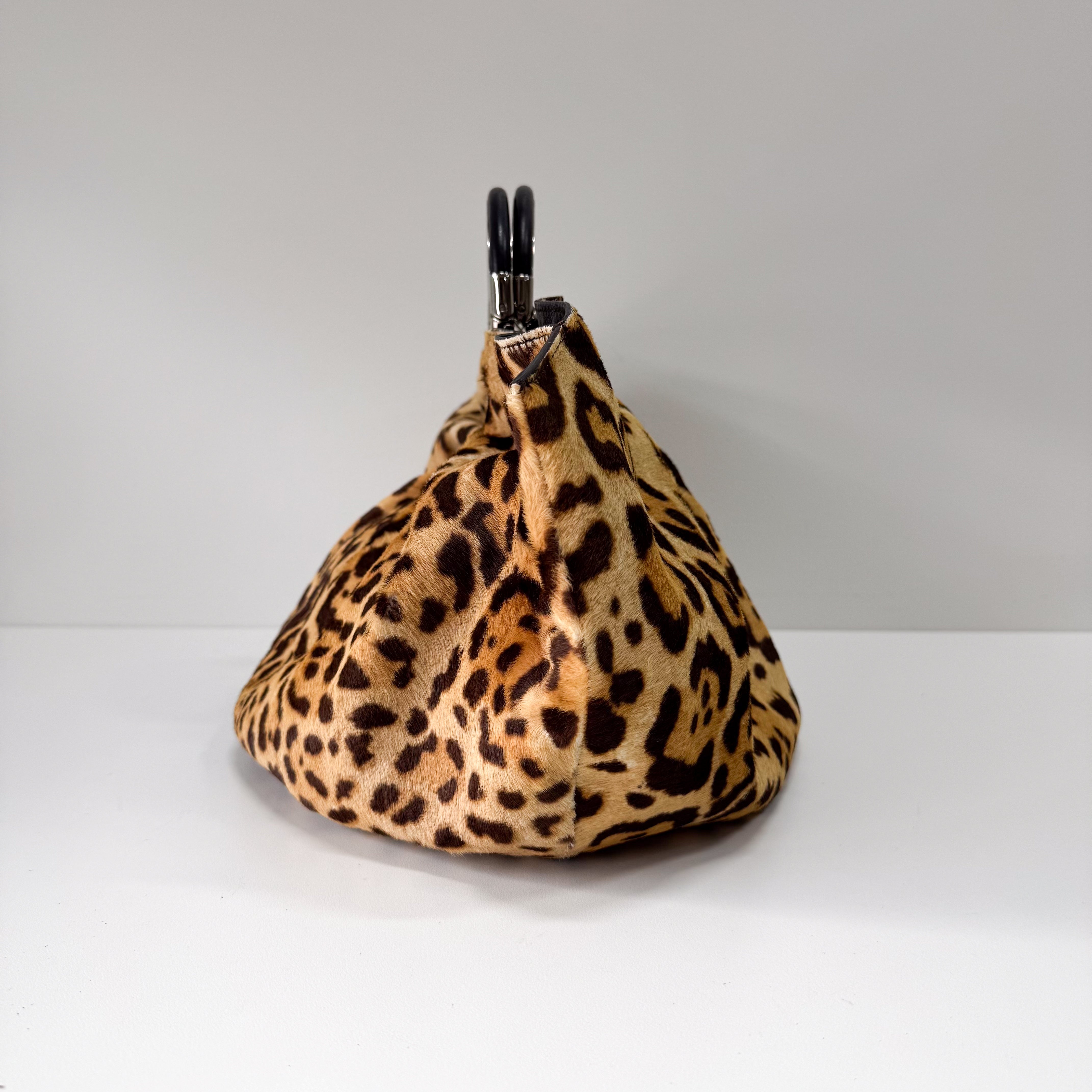 Pony Hair Leopard Print Handbag