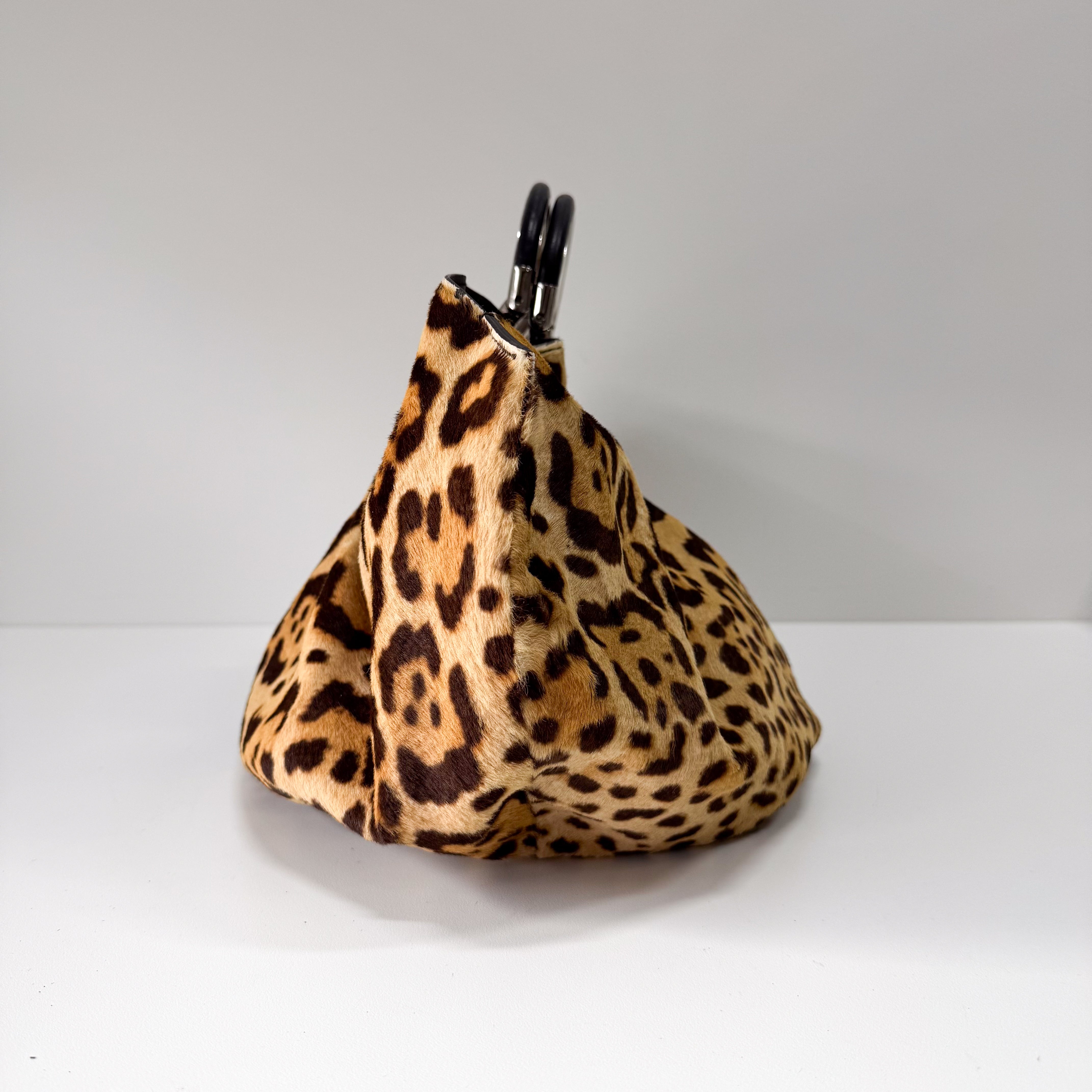 Pony Hair Leopard Print Handbag