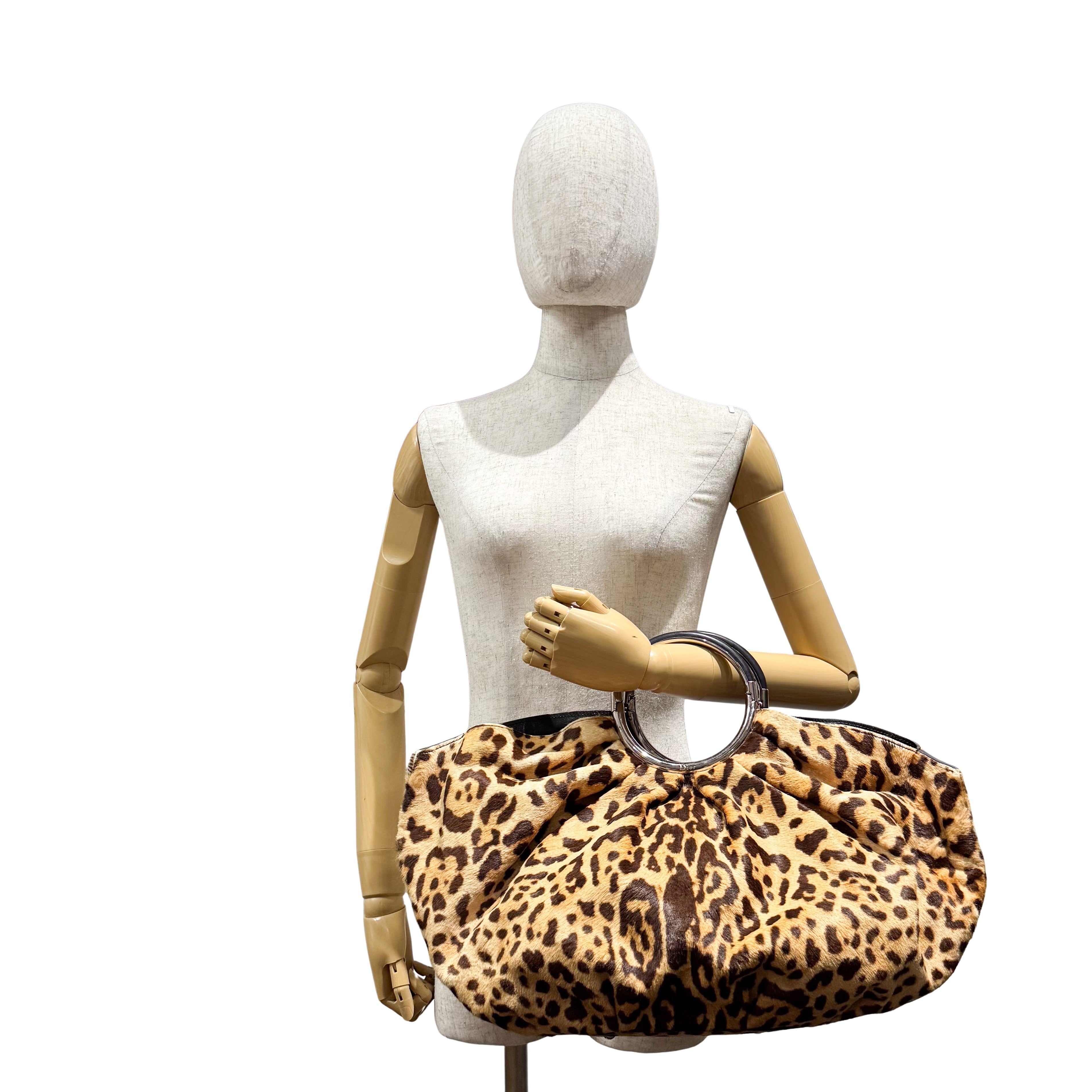 Pony Hair Leopard Print Handbag