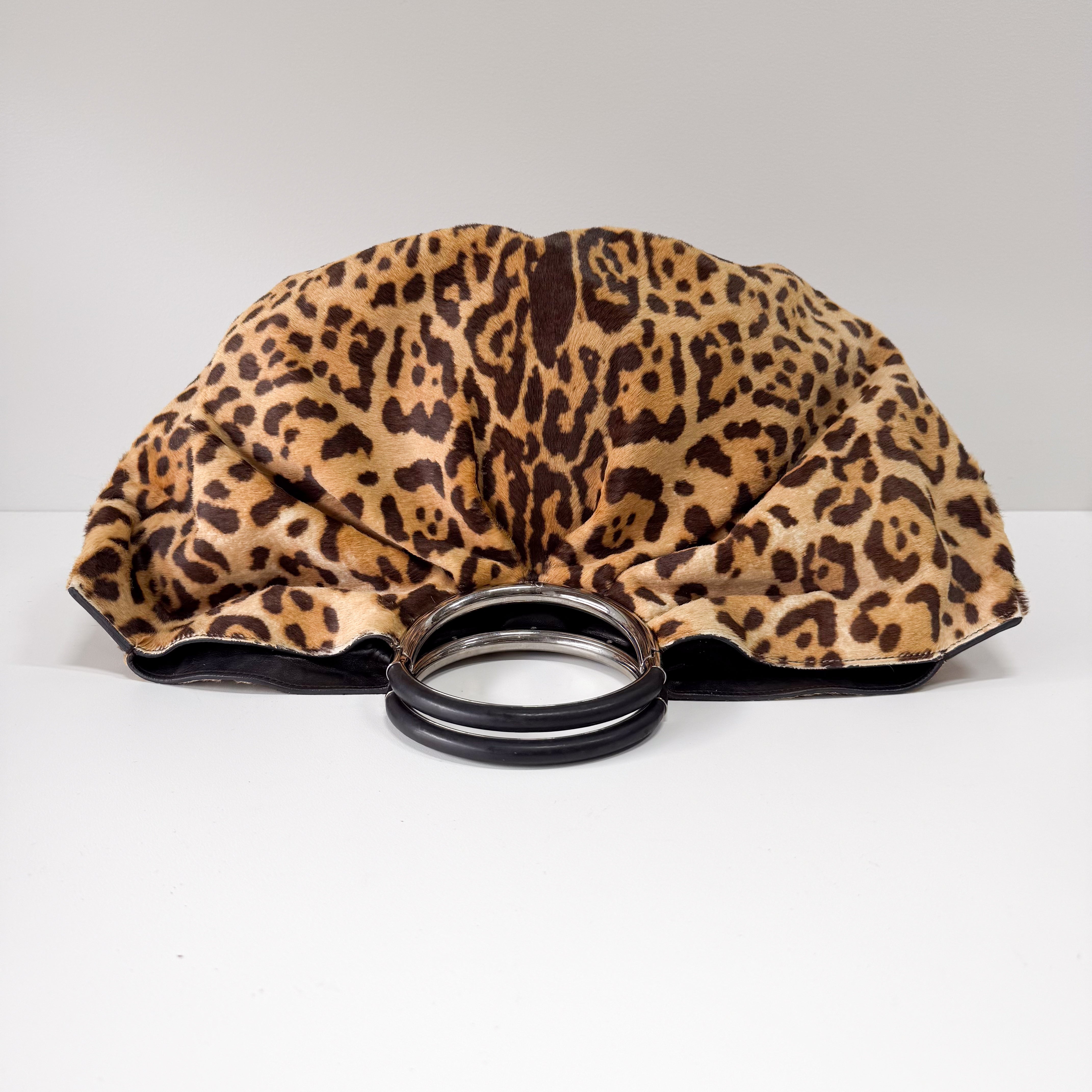 Pony Hair Leopard Print Handbag