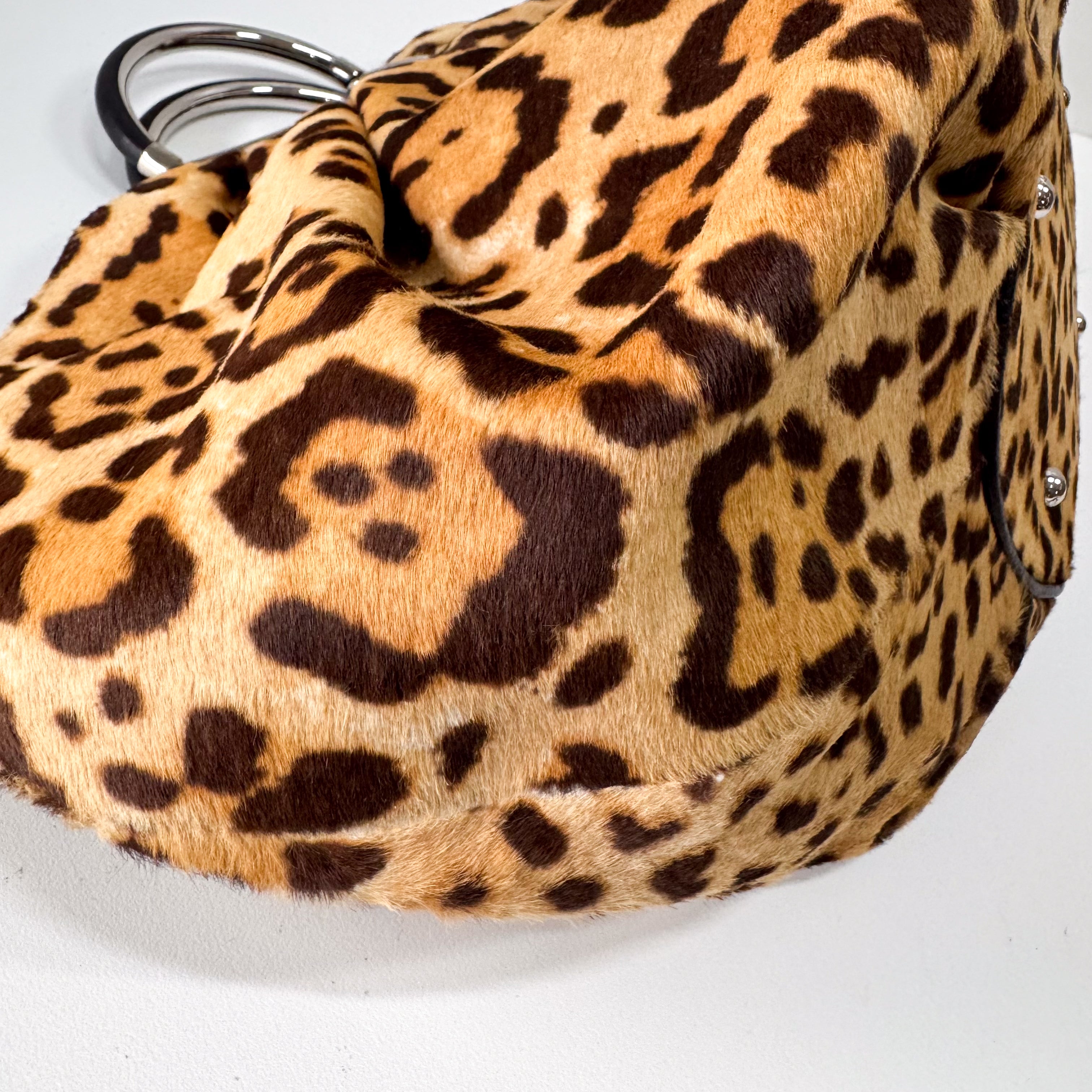 Pony Hair Leopard Print Handbag