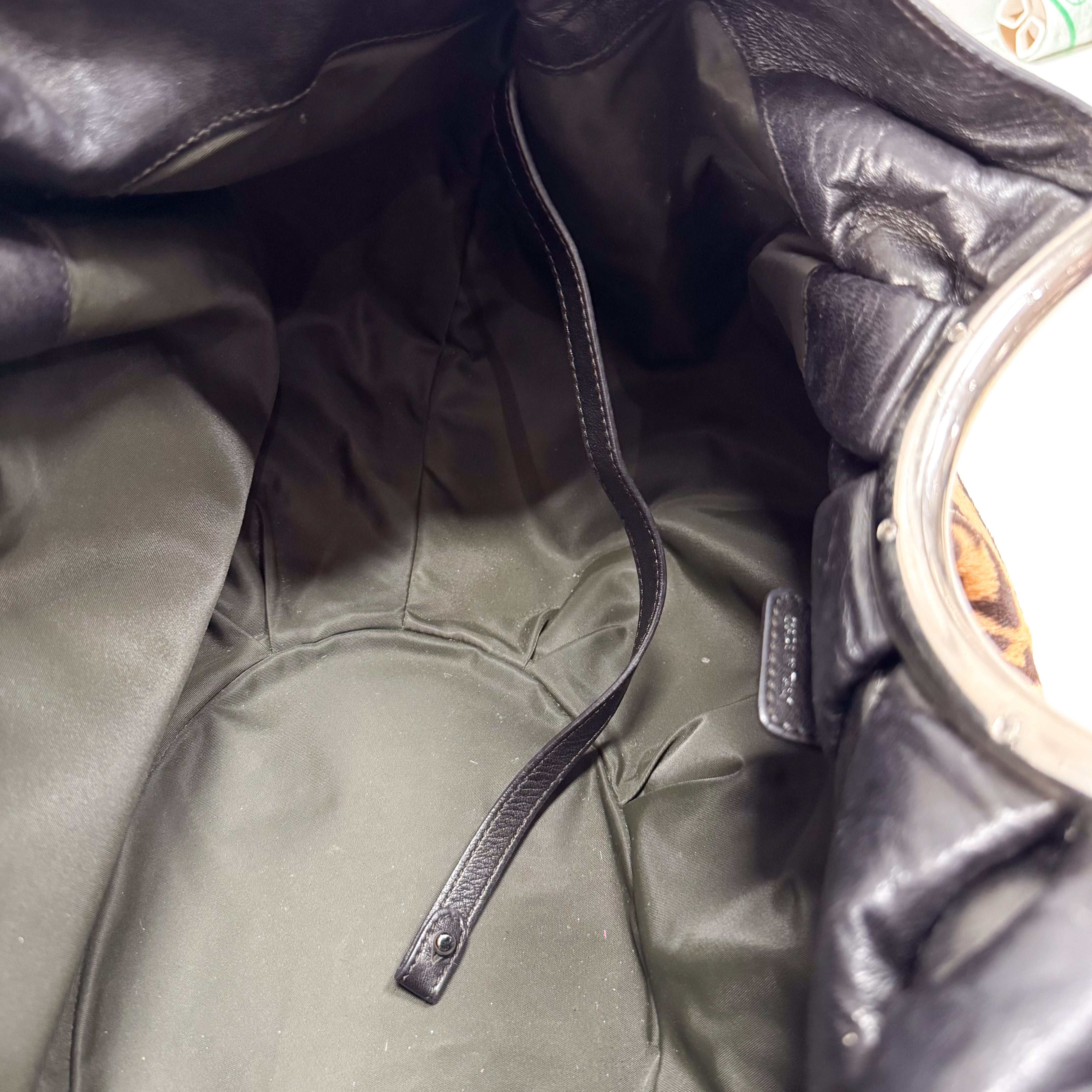 Pony Hair Leopard Print Handbag