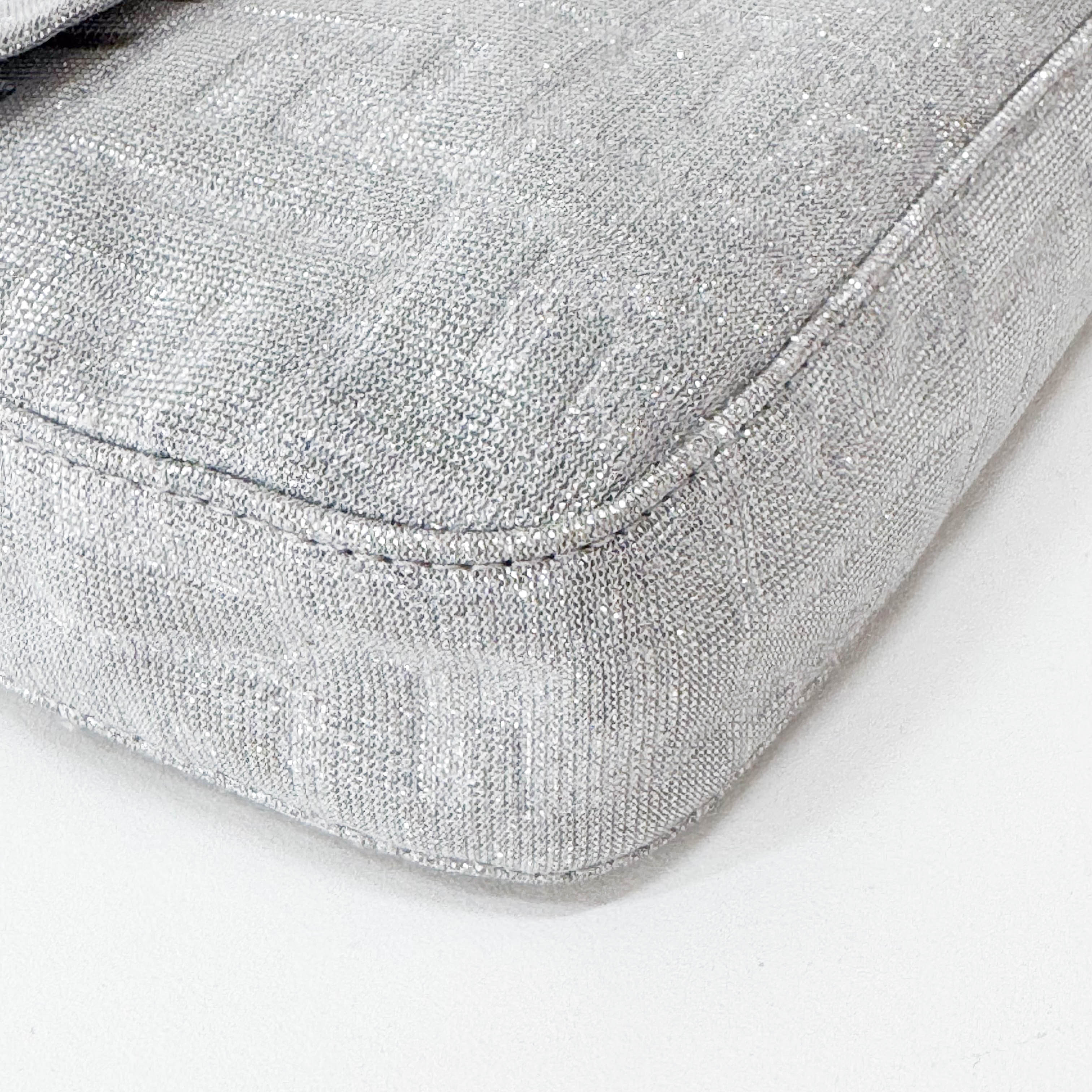 Zucca Baguette Silver Canvas & Rhinestone Hardware Shoulder Bag