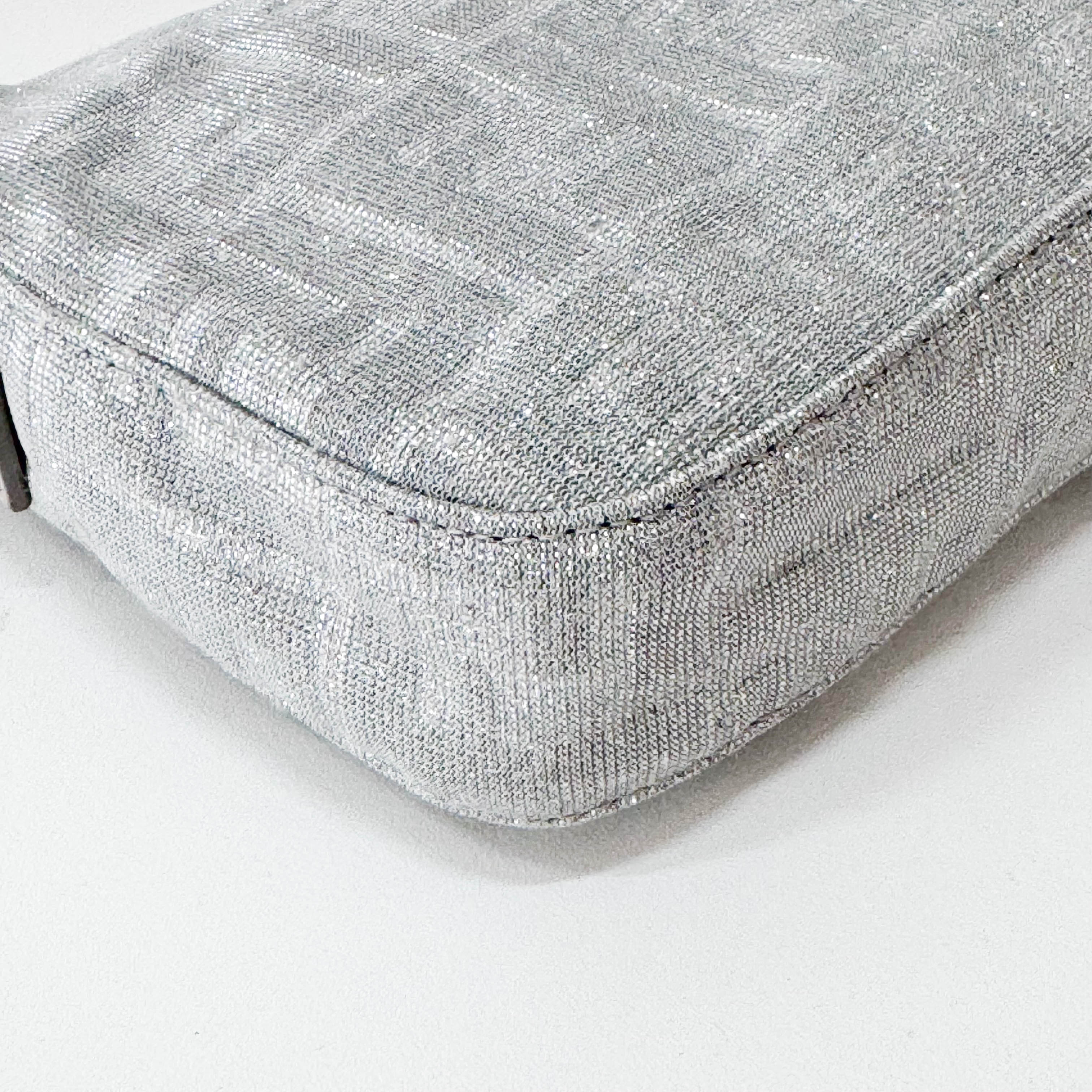 Zucca Baguette Silver Canvas & Rhinestone Hardware Shoulder Bag