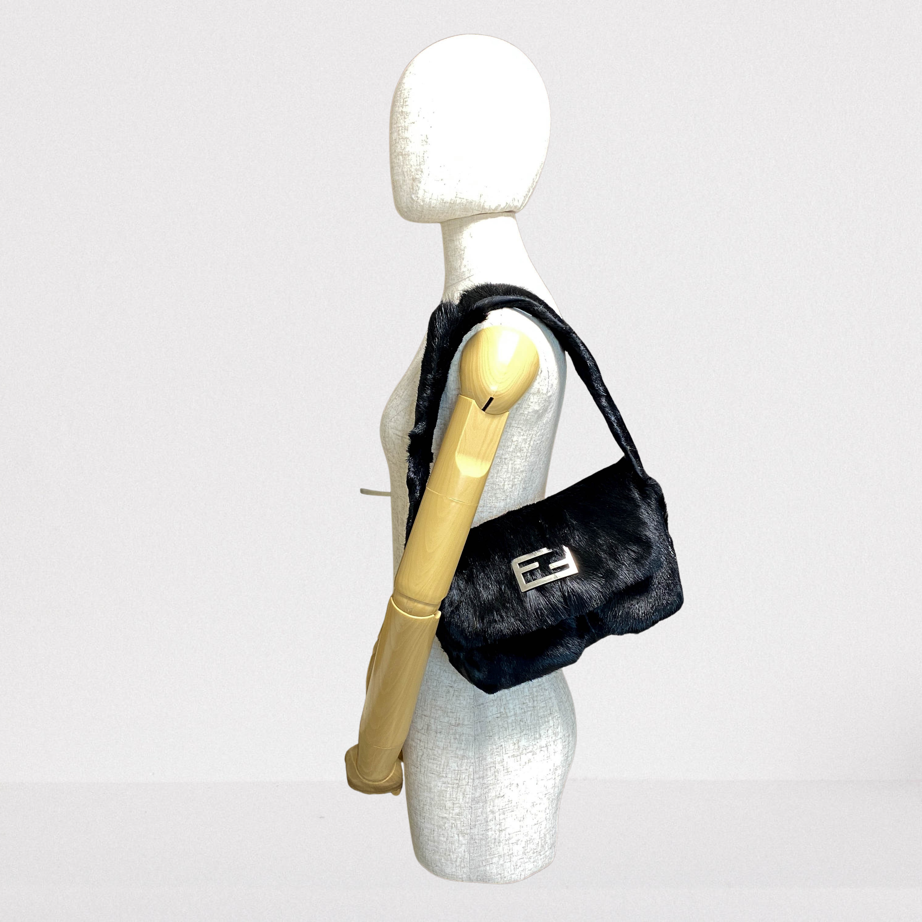 Black Pony Hair Hobo Shoulder Bag