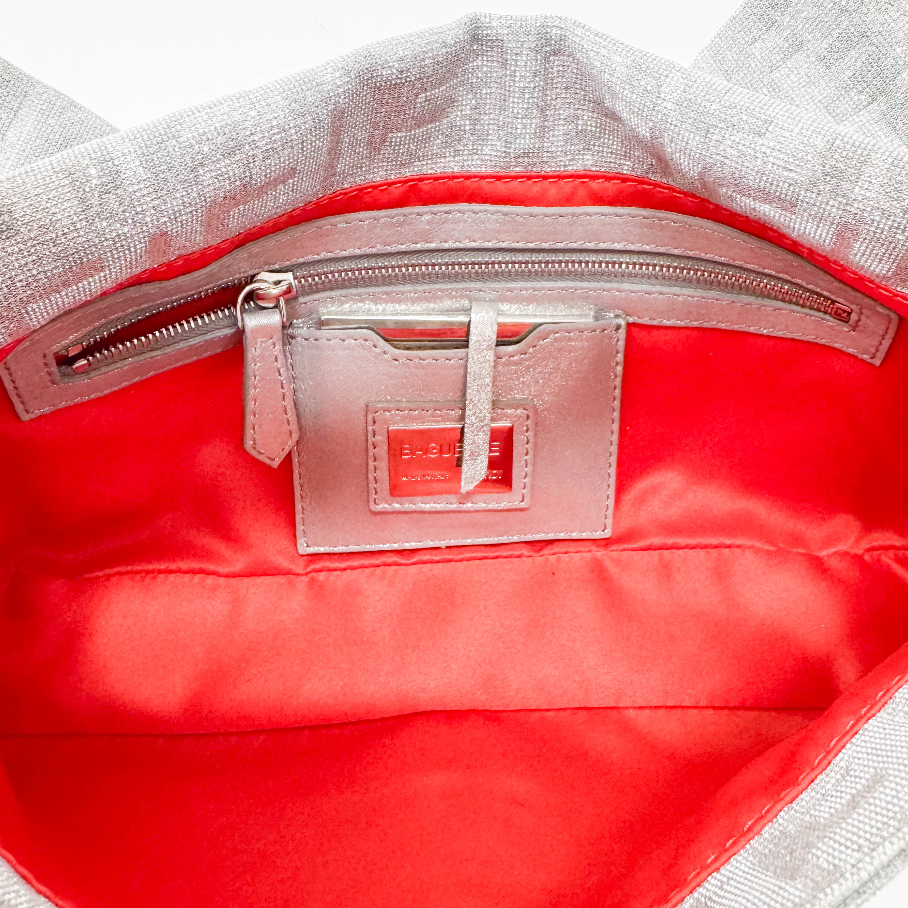 Zucca Baguette Silver Canvas & Rhinestone Hardware Shoulder Bag